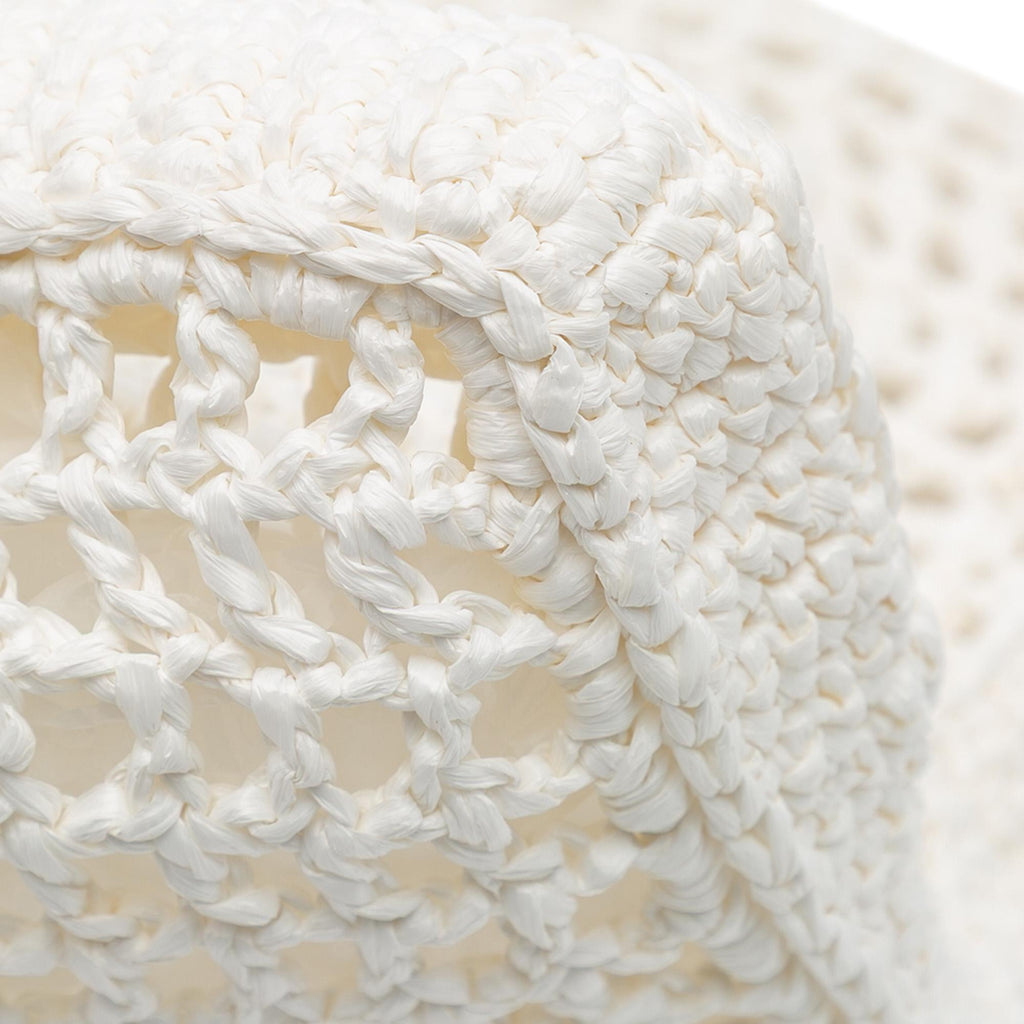 Prada Raffia Effect Crochet Logo Embroidered Tote