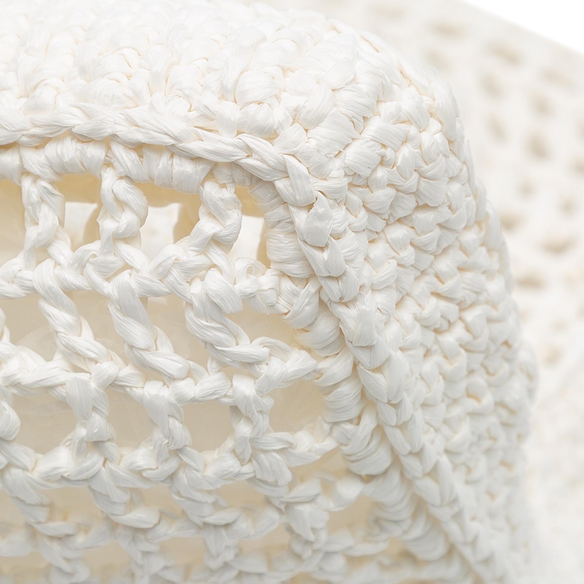 Prada Raffia Effect Crochet Logo Embroidered Tote