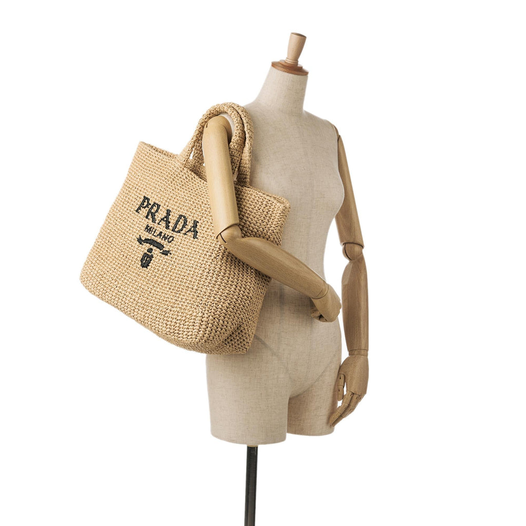 Prada Raffia Logo Tote Bag (SHG-ZnBIpP)