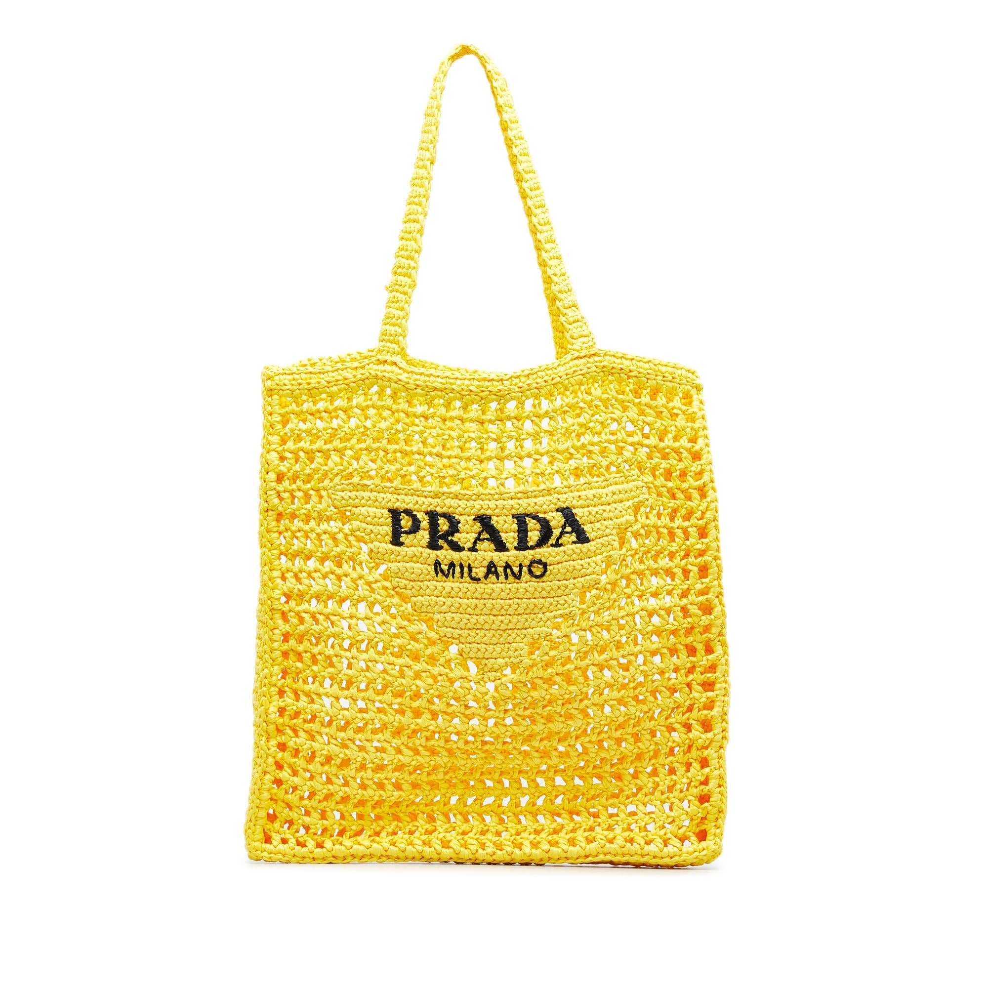 Prada Raffia Logo Tote
