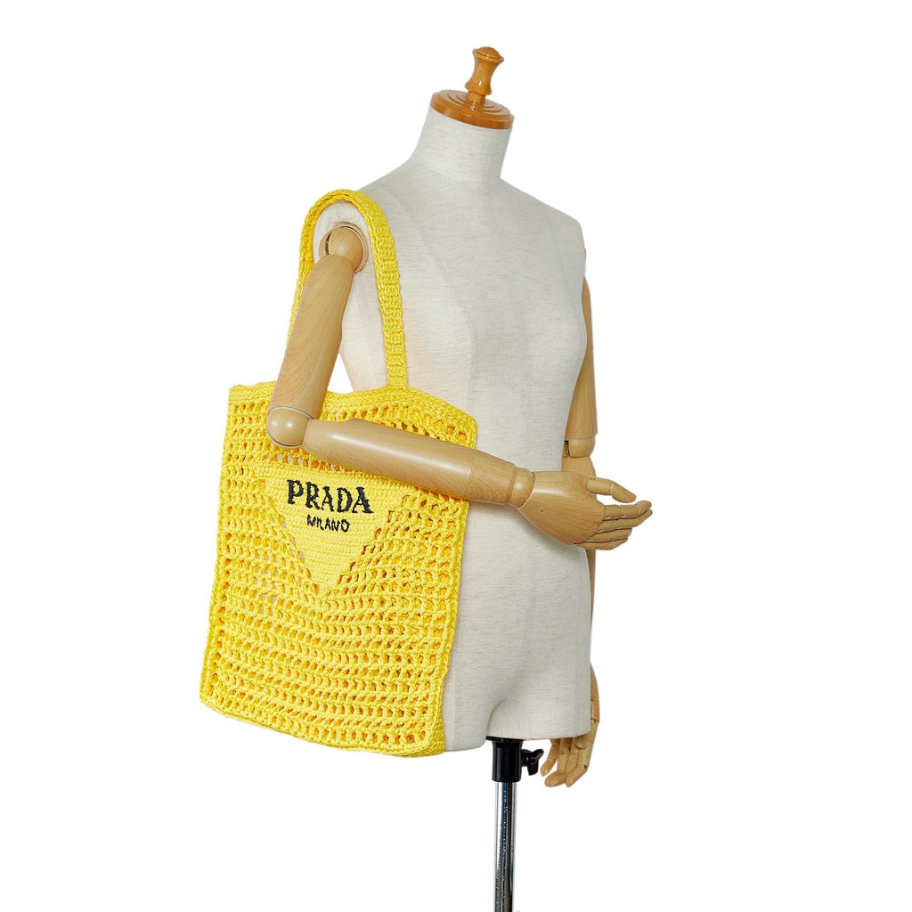 Prada Raffia Logo Tote