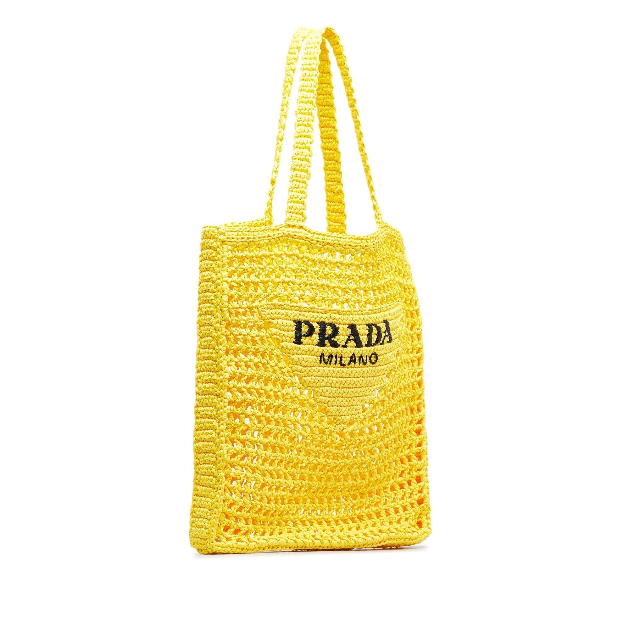 Prada Raffia Logo Tote