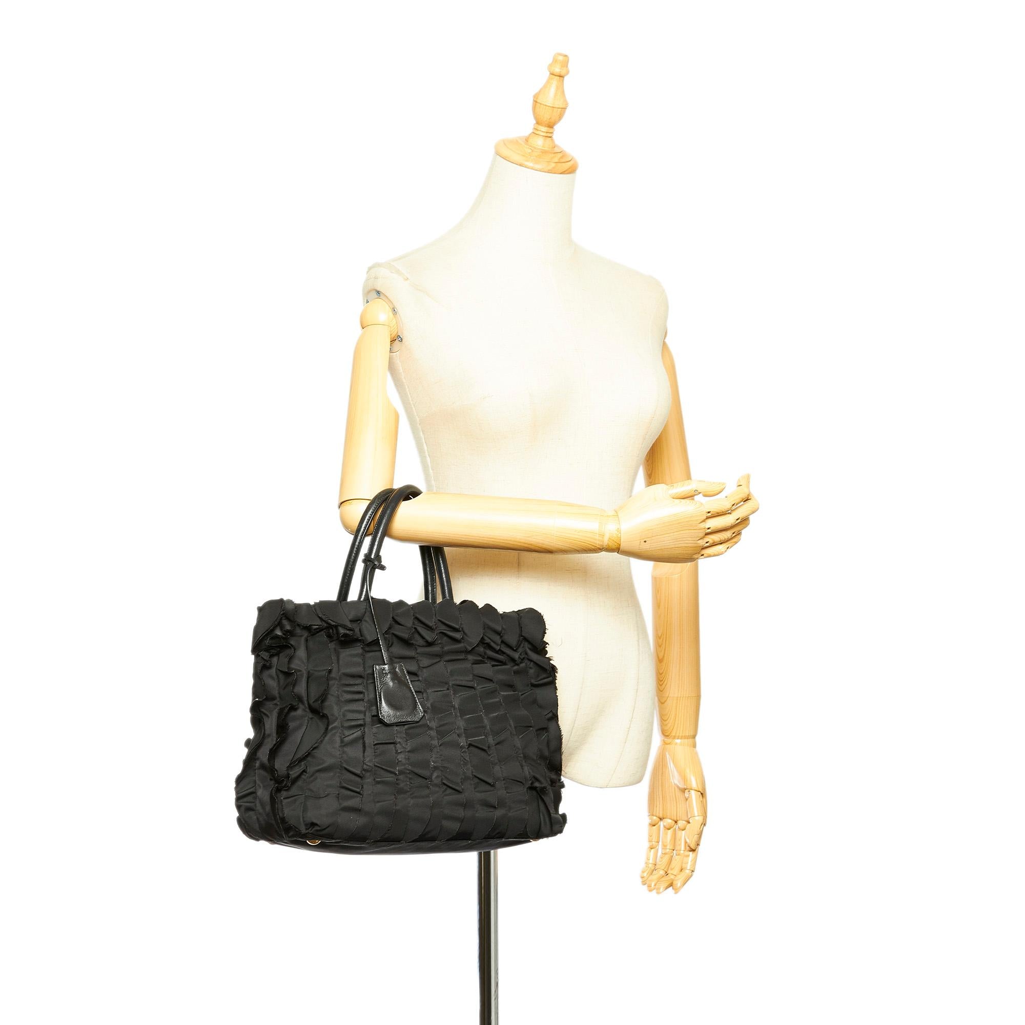 Prada Ruffled Tessuto Tote Bag (SHG-31505)