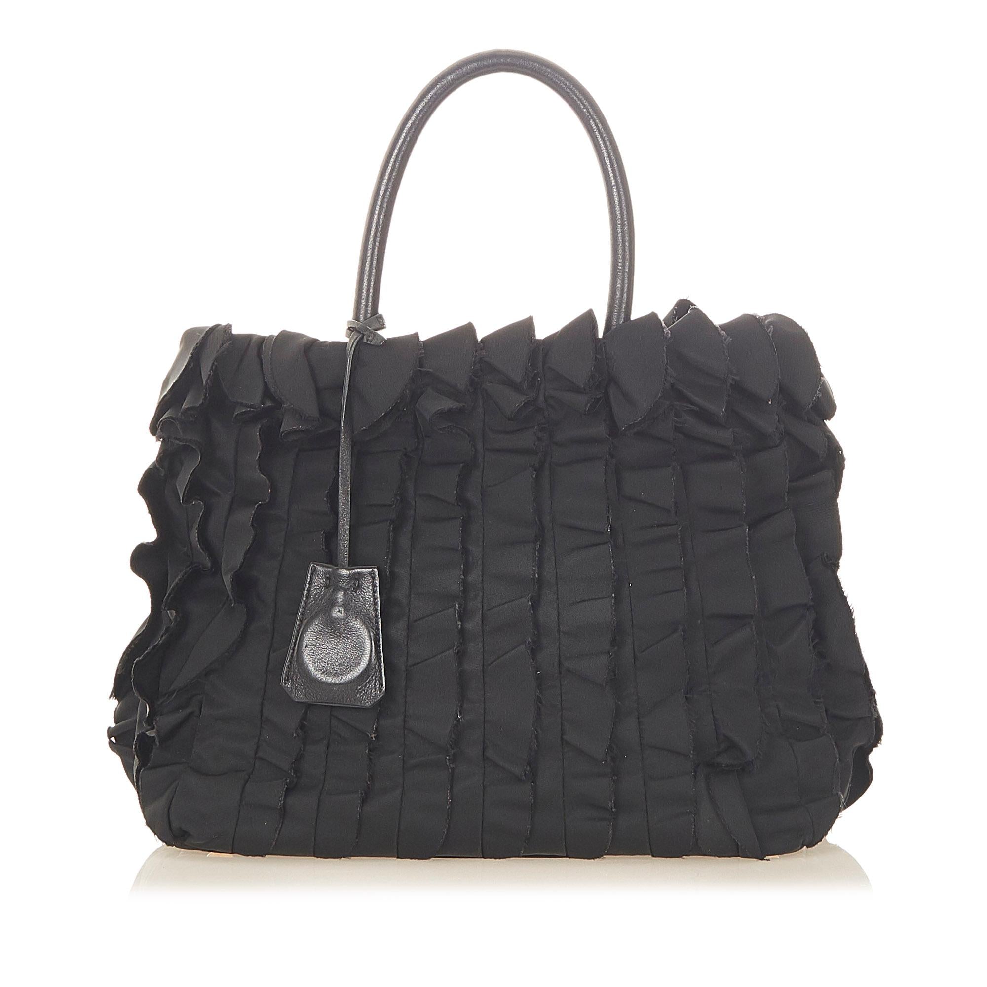 Prada Ruffled Tessuto Tote Bag (SHG-31652)