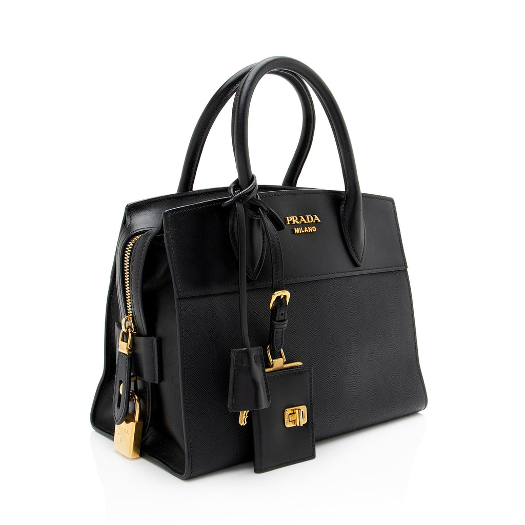 Prada Saffiano City Calf Esplanade Small Tote