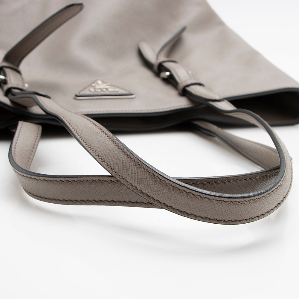 Prada Saffiano Cuir Buckle Tote (SHF-16015)