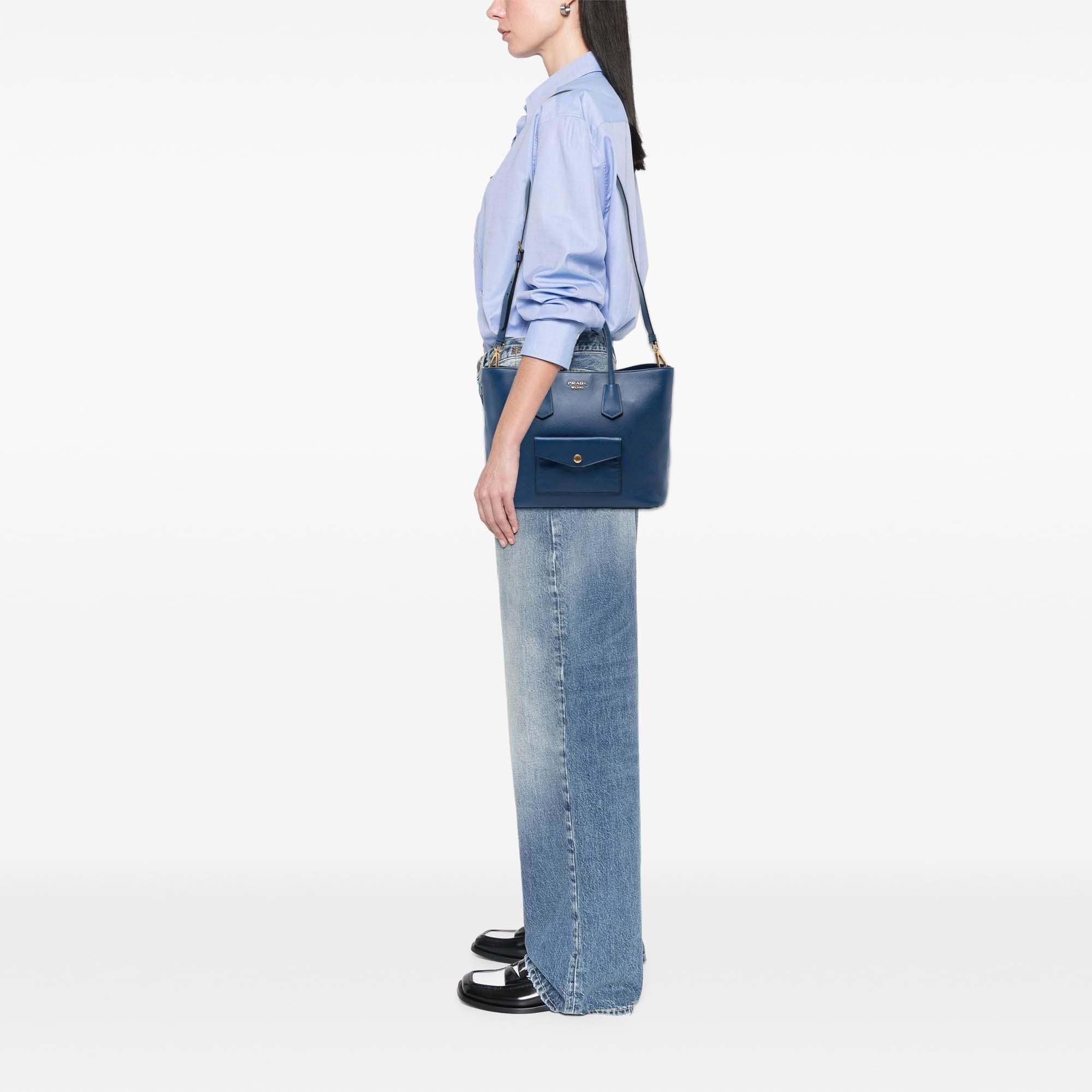 Prada Saffiano Cuir Front Pocket Convertible Tote