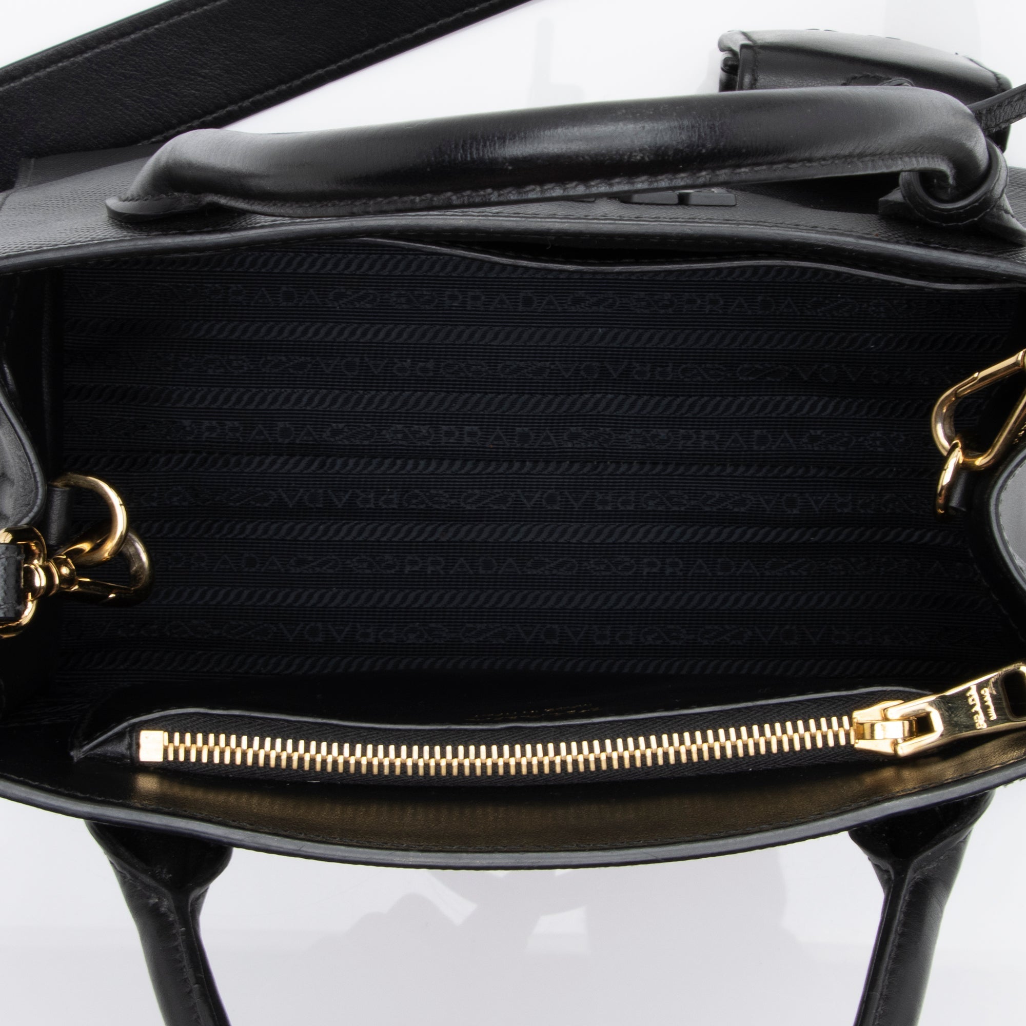 Prada Saffiano Cuir Leather Monochrome Small Tote (SHF-9NGmBJ)