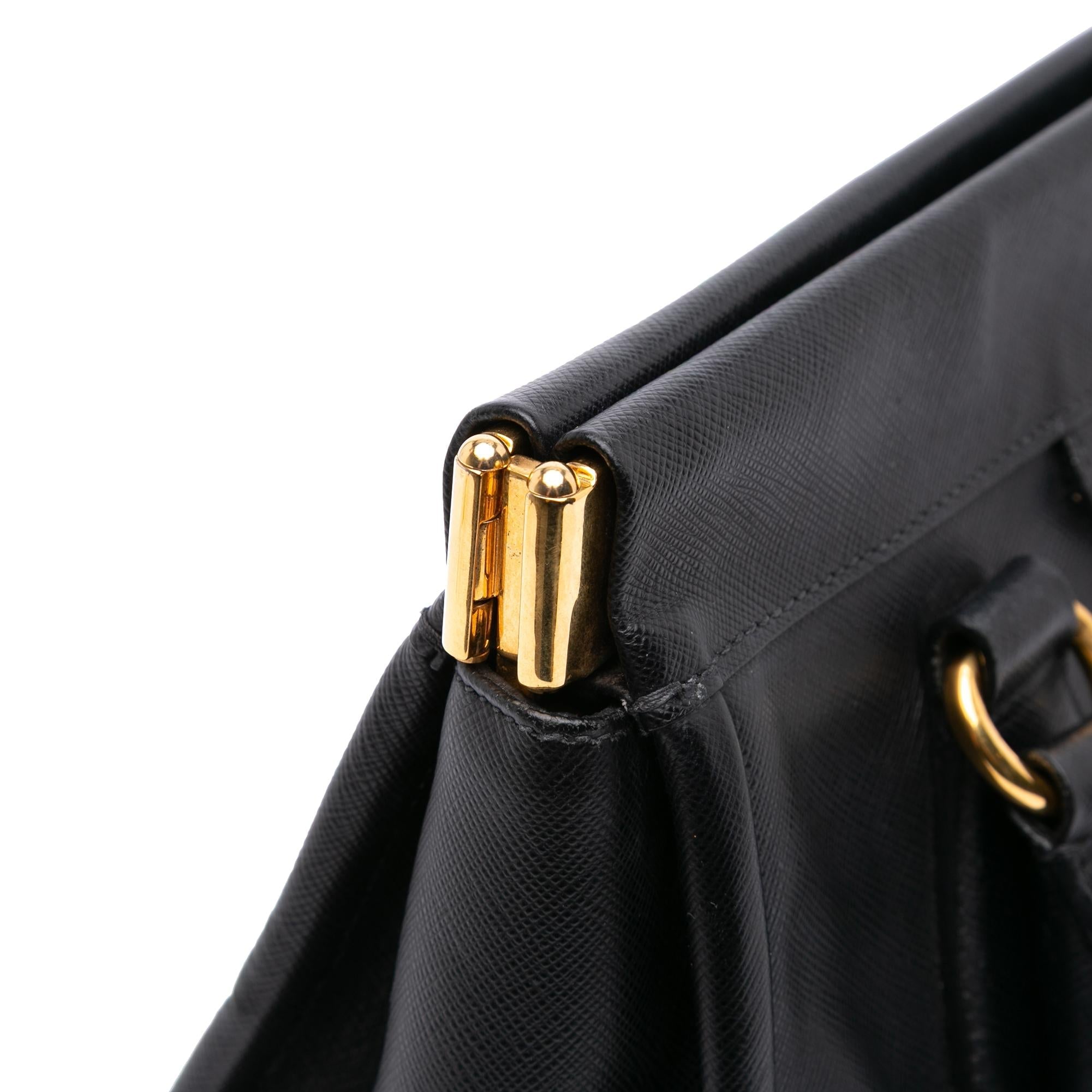 Prada Saffiano Lucido Top Handle Frame Tote