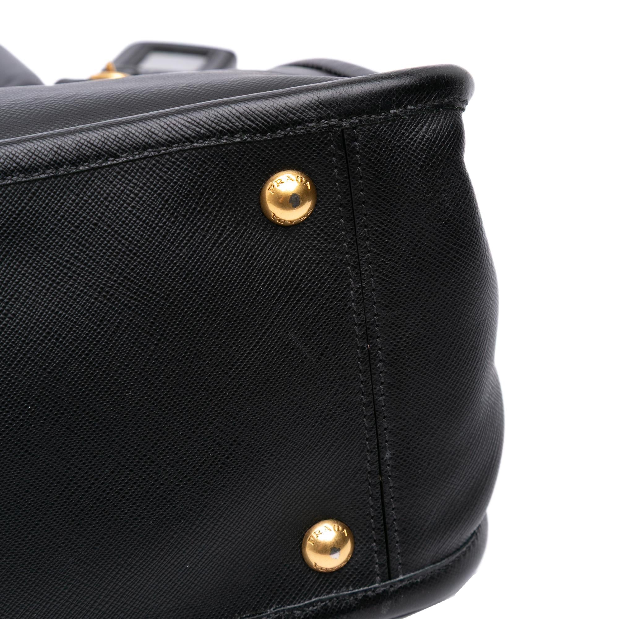 Prada Saffiano Lucido Top Handle Frame Tote