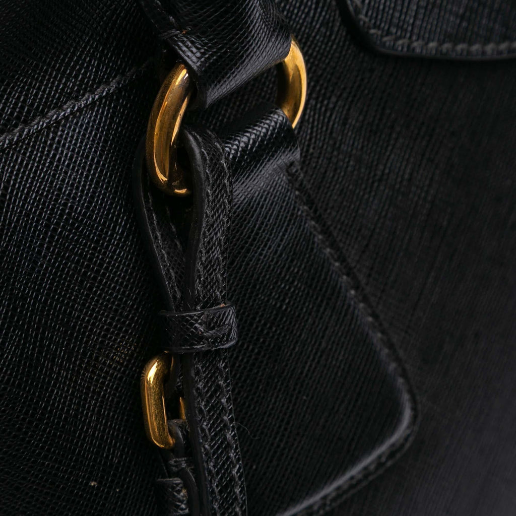 Prada Saffiano Lucido Top Handle Frame Tote