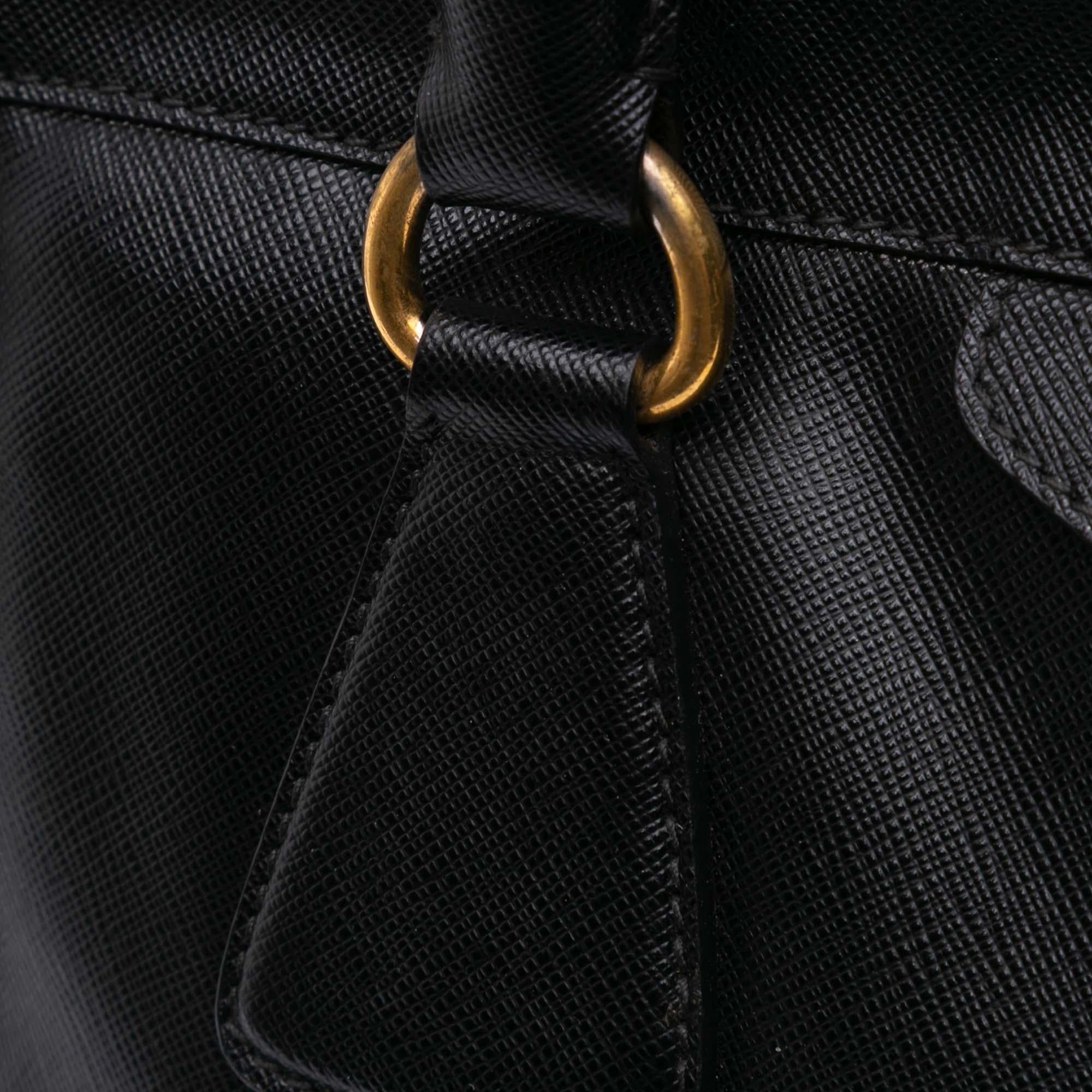 Prada Saffiano Lucido Top Handle Frame Tote