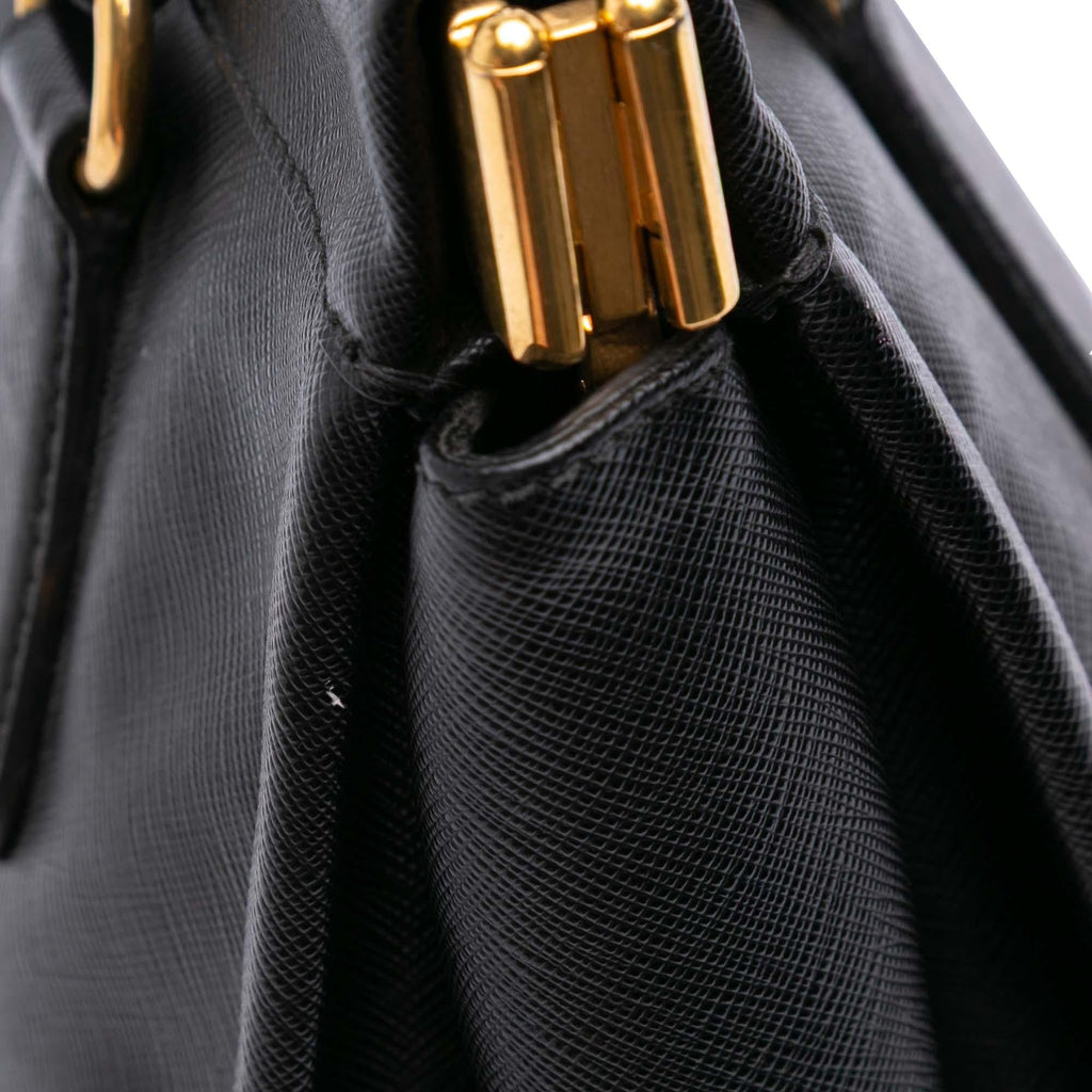 Prada Saffiano Lucido Top Handle Frame Tote