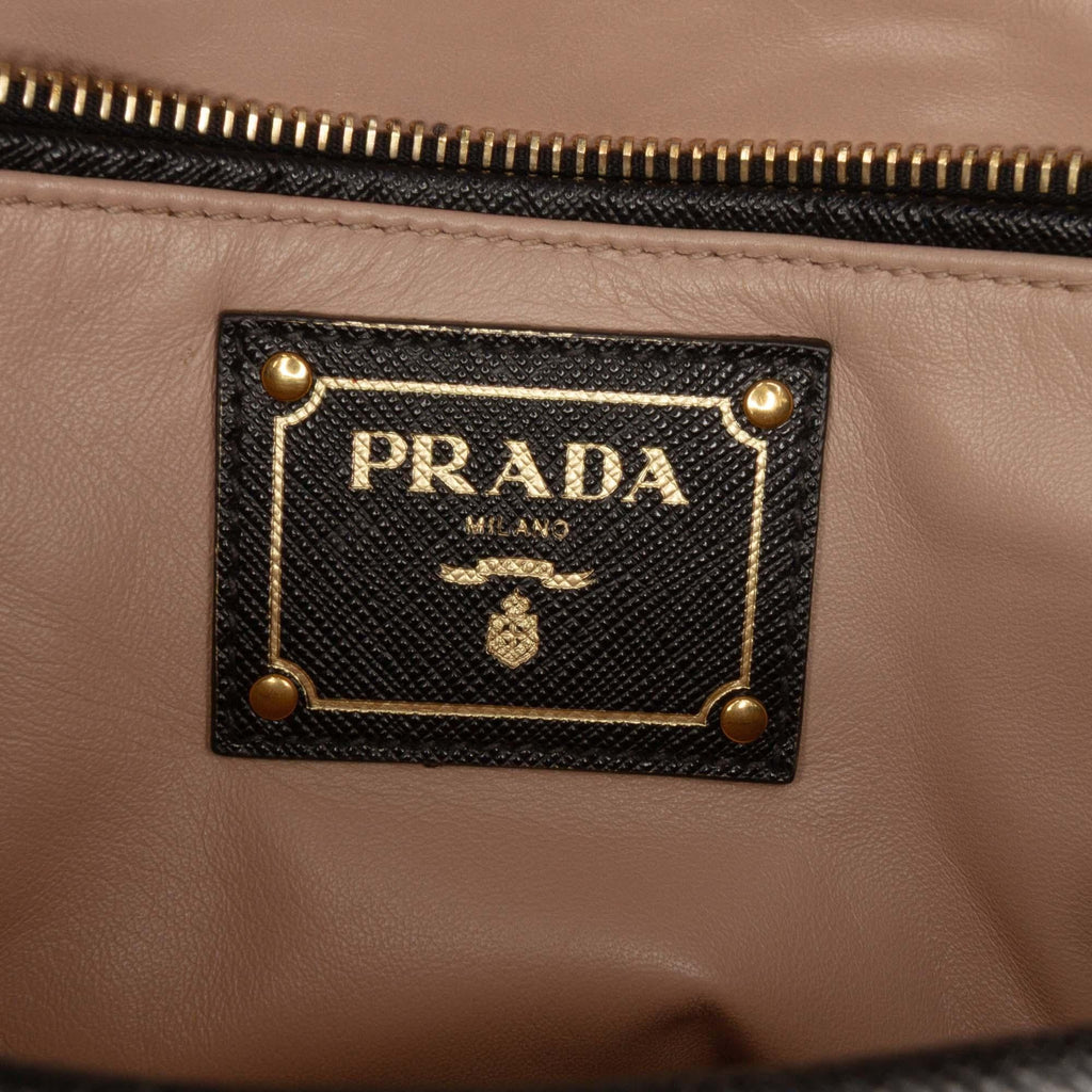 Prada Saffiano Lucido Top Handle Frame Tote