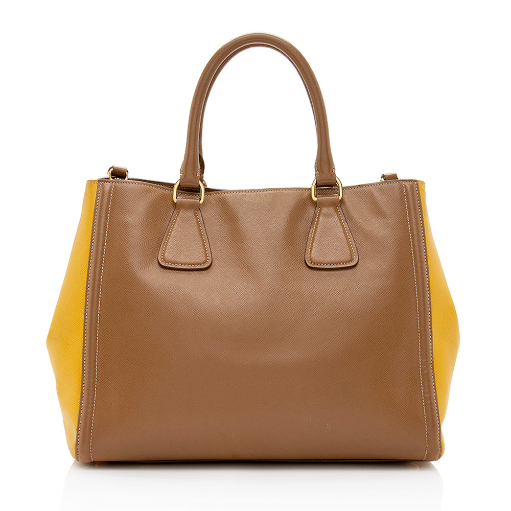 Prada Saffiano Lux Bi-color Medium Tote (SHF-19540)