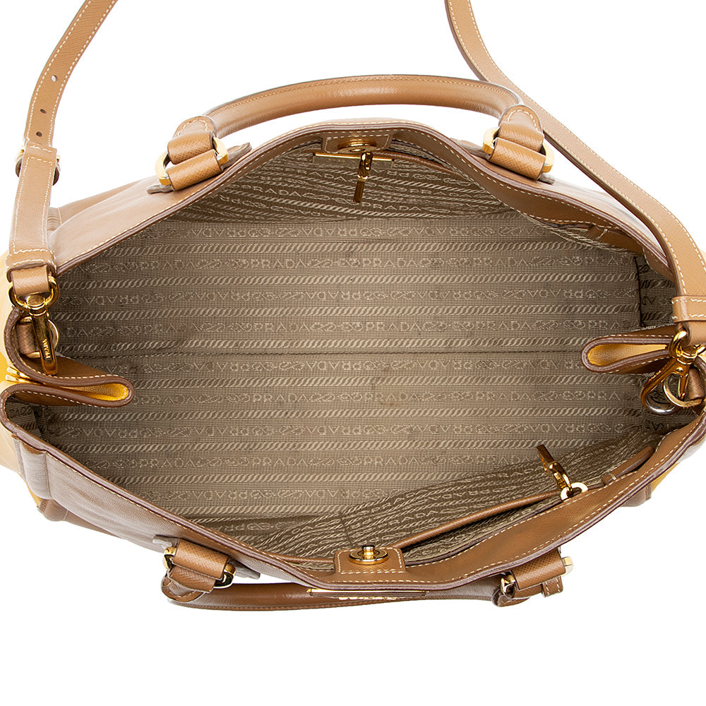 Prada Saffiano Lux Bi-color Medium Tote (SHF-19540)