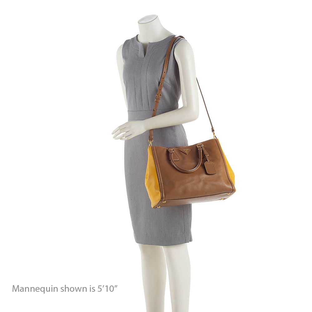 Prada Saffiano Lux Bi-color Medium Tote (SHF-19540)