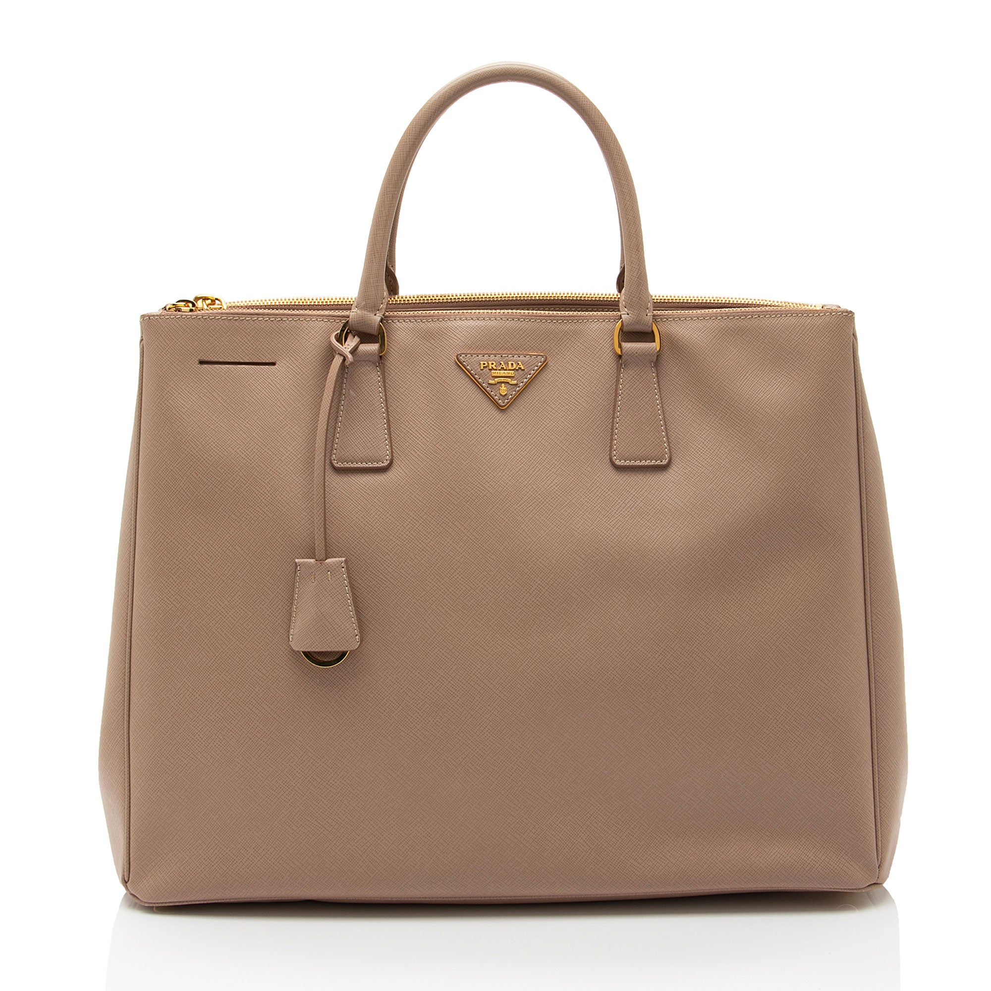 Prada Saffiano Lux Double Zip Large Tote (SHF-0mQq6u)