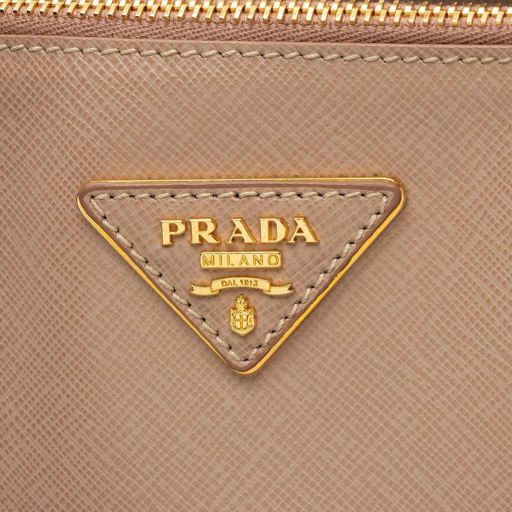 Prada Saffiano Lux Double Zip Large Tote (SHF-0mQq6u)