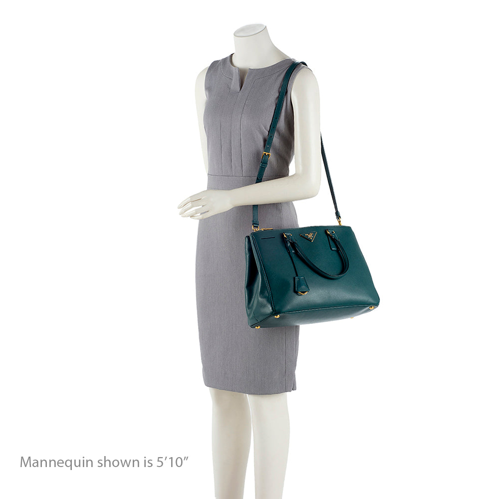 Prada Saffiano Lux Double-Zip Medium Tote (SHF-13593)