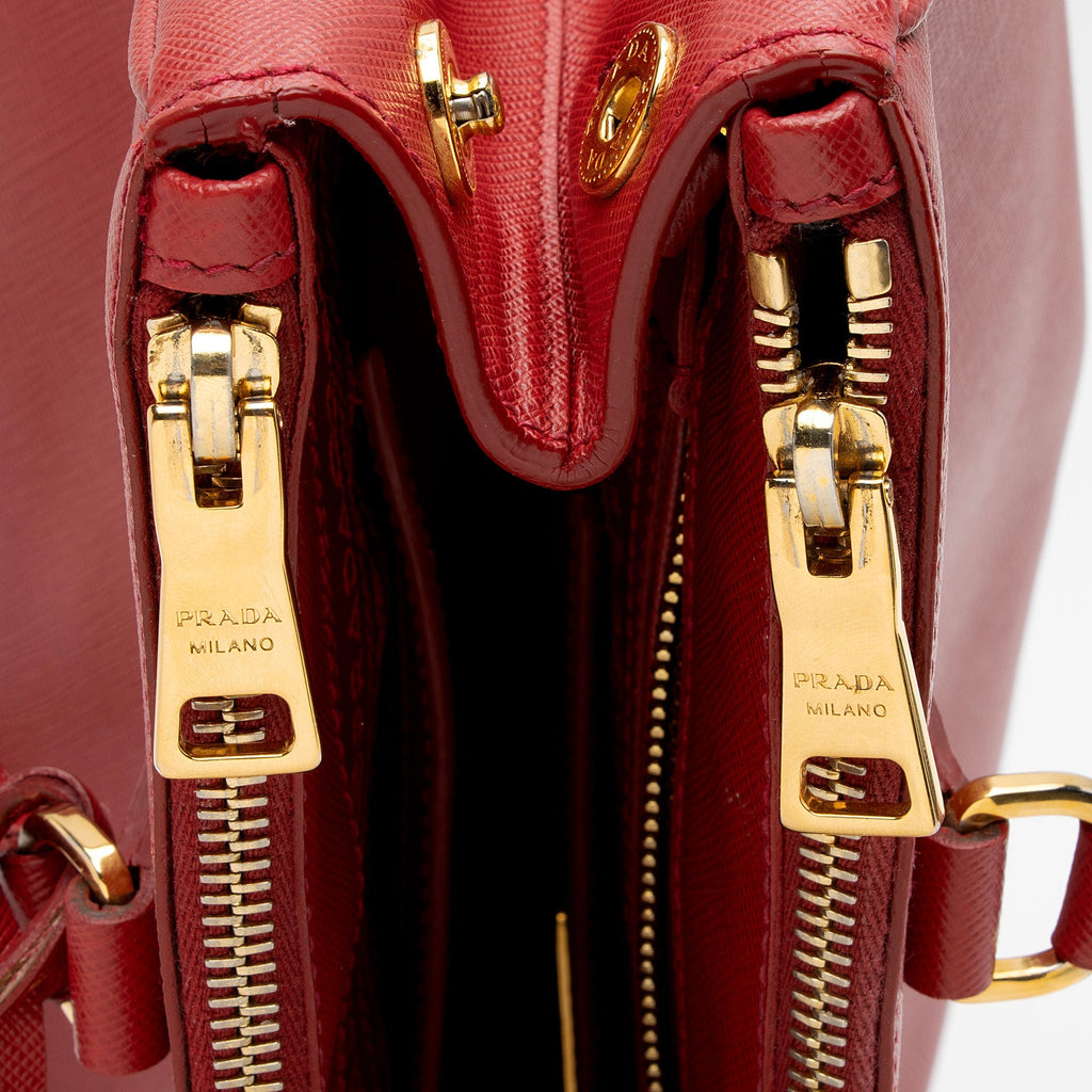 Prada Saffiano Lux Double Zip Medium Tote (SHF-58TlPT)