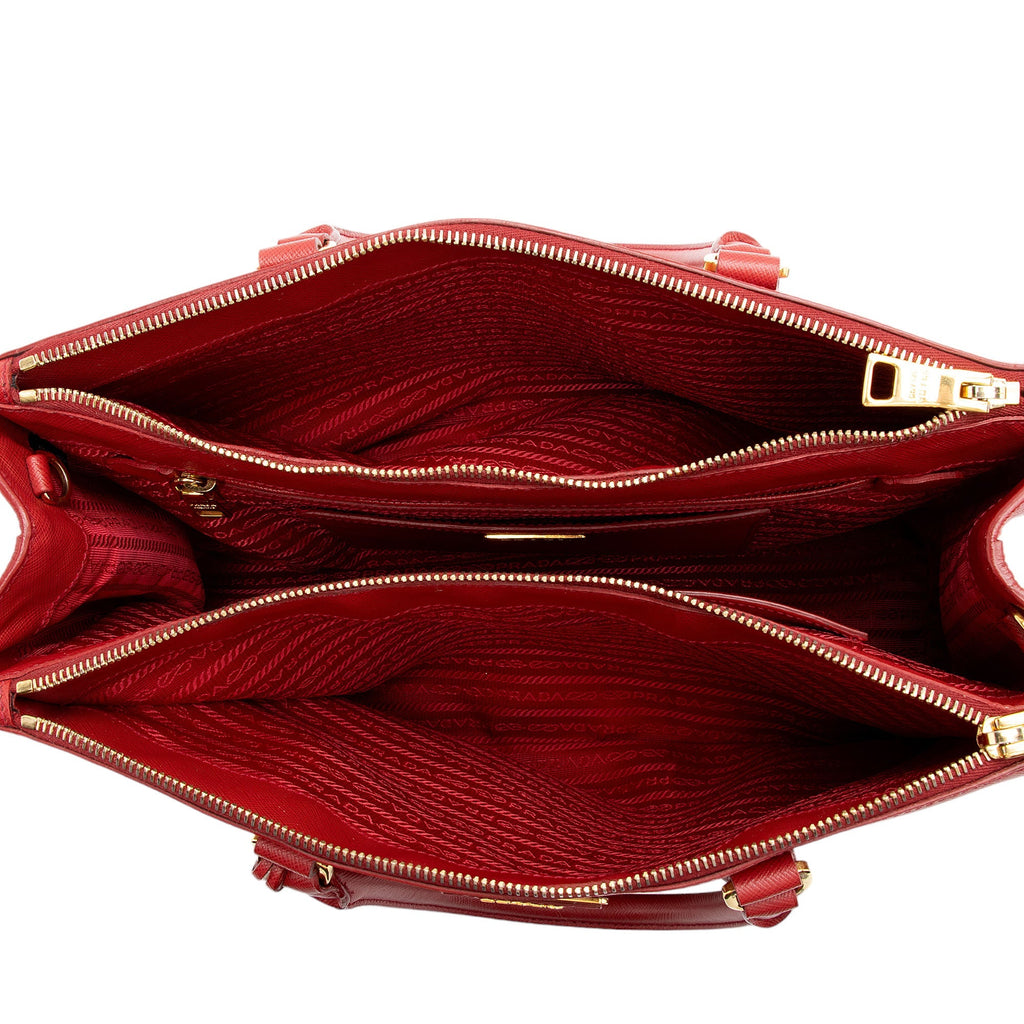 Prada Saffiano Lux Double Zip Medium Tote (SHF-58TlPT)