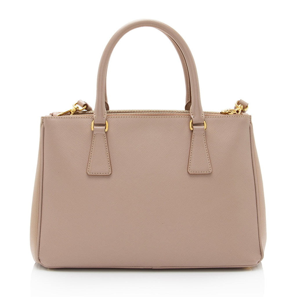 Prada Saffiano Lux Double Zip Small Tote (SHF-dNInWm)
