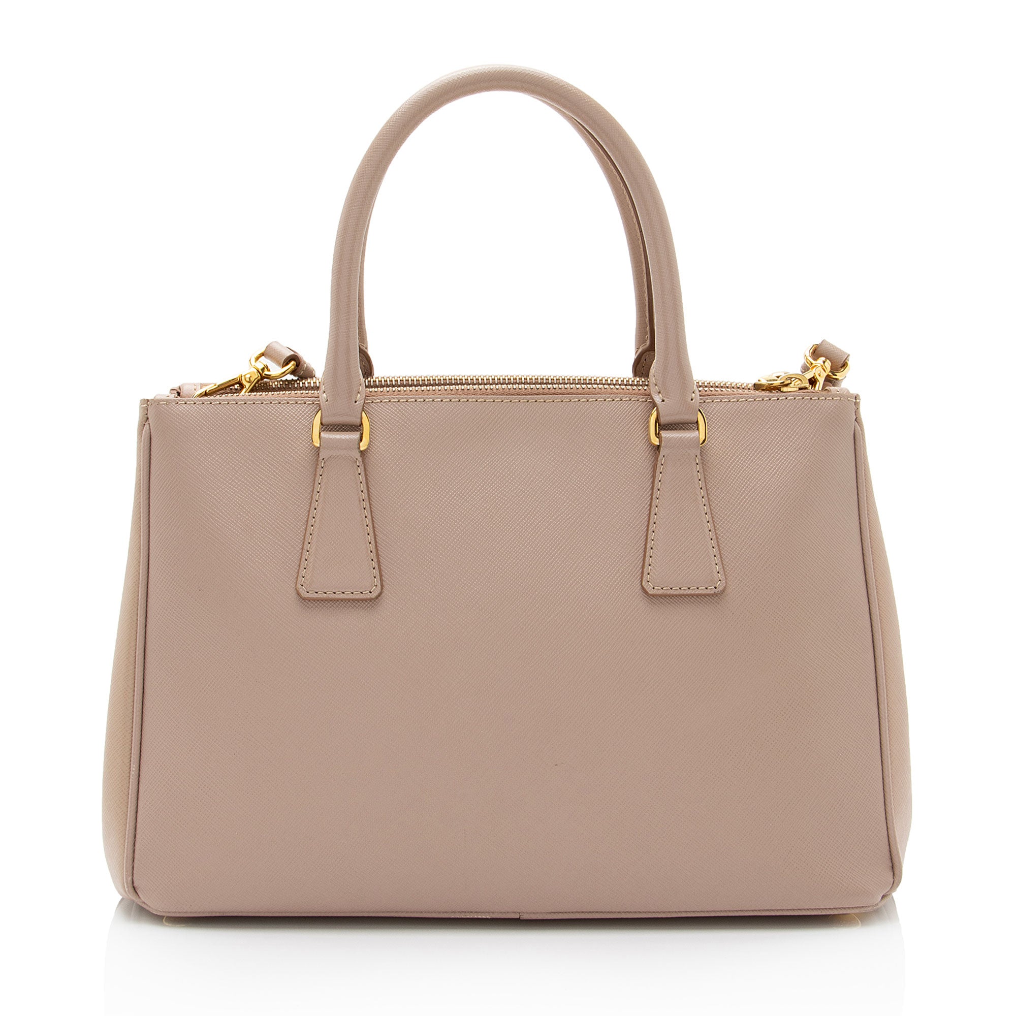 Prada Saffiano Lux Double Zip Small Tote (SHF-dNInWm)