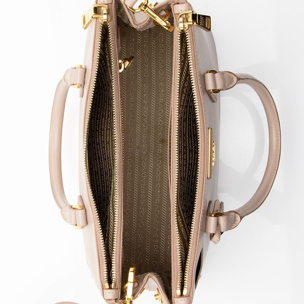 Prada Saffiano Lux Double Zip Small Tote (SHF-dNInWm)