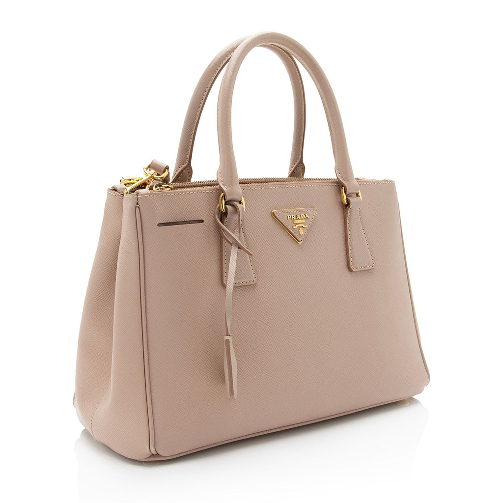 Prada Saffiano Lux Double Zip Small Tote (SHF-dNInWm)
