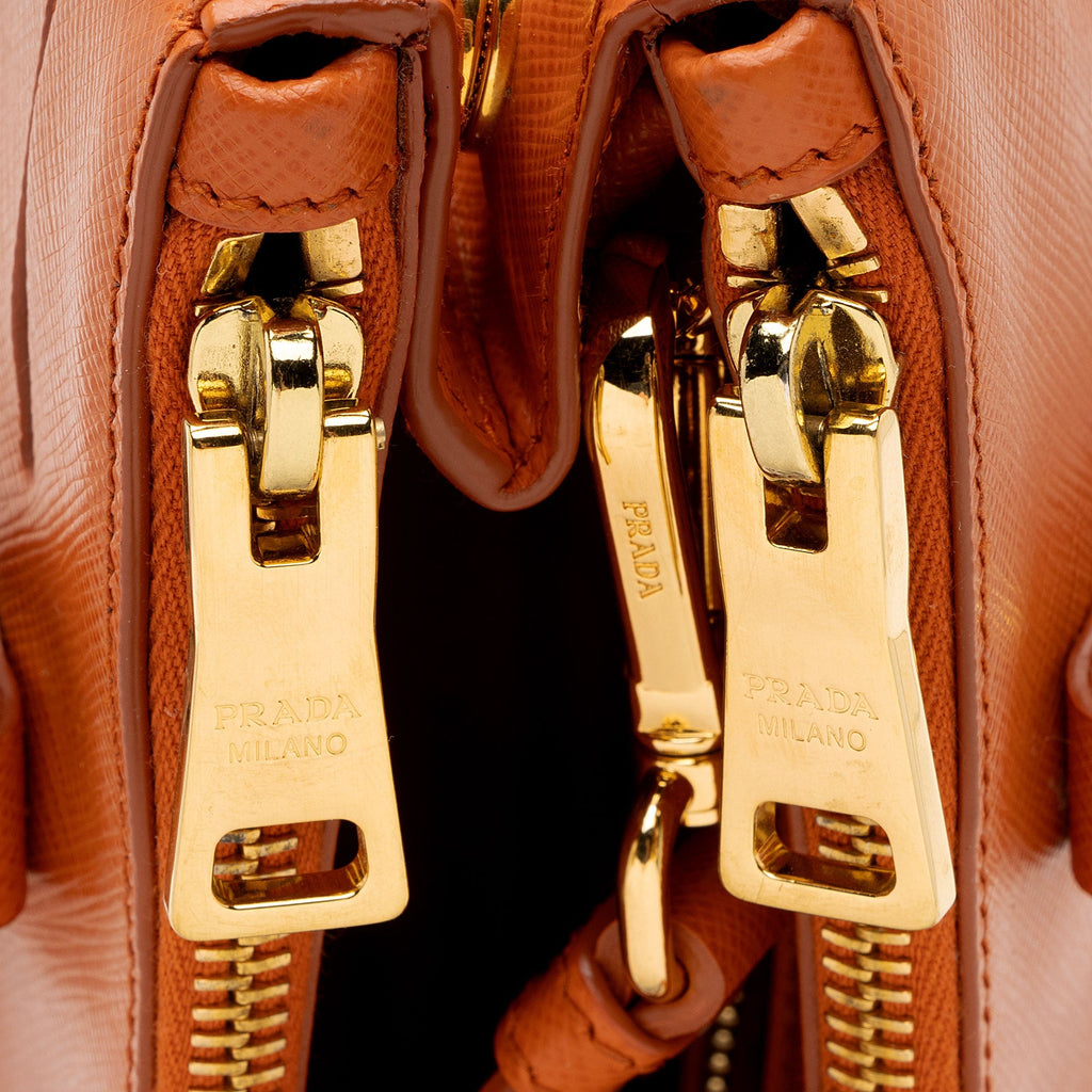 Prada Saffiano Lux Double Zip Small Tote (SHF-NOVFrz)