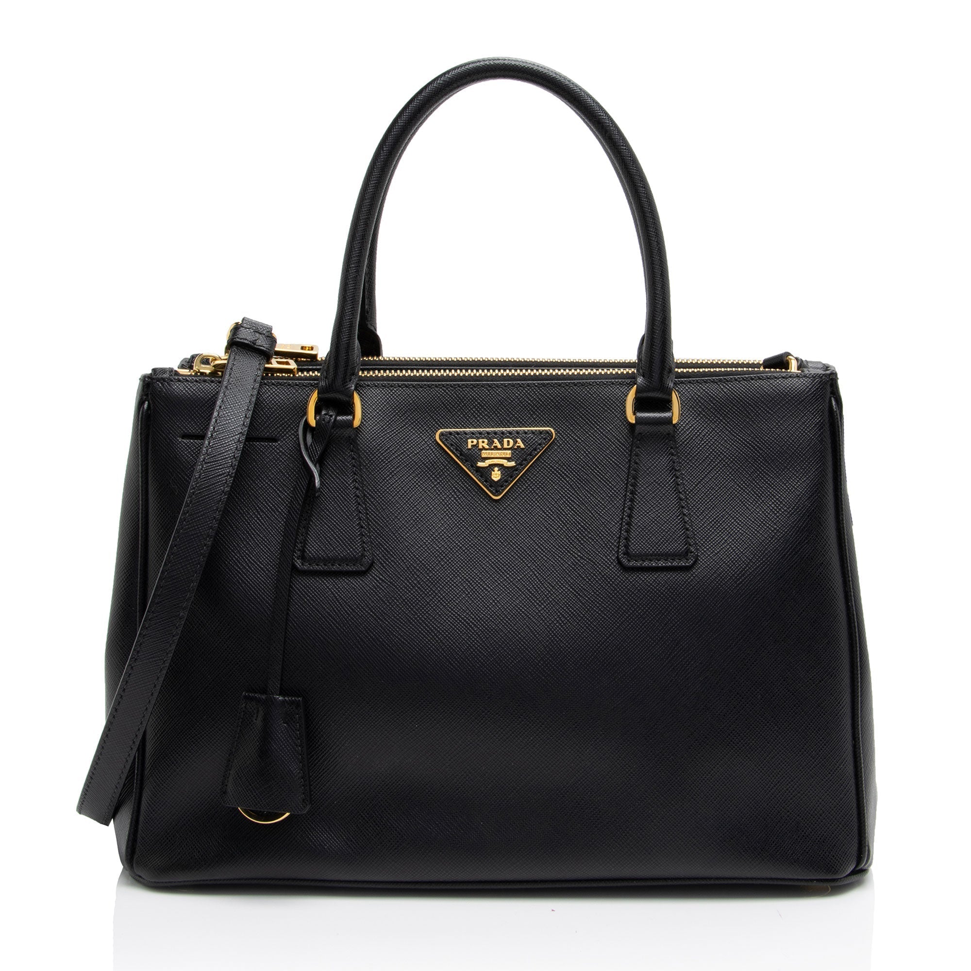 Prada Saffiano Lux Double Zip Small Tote (SHF-lqv9hG)