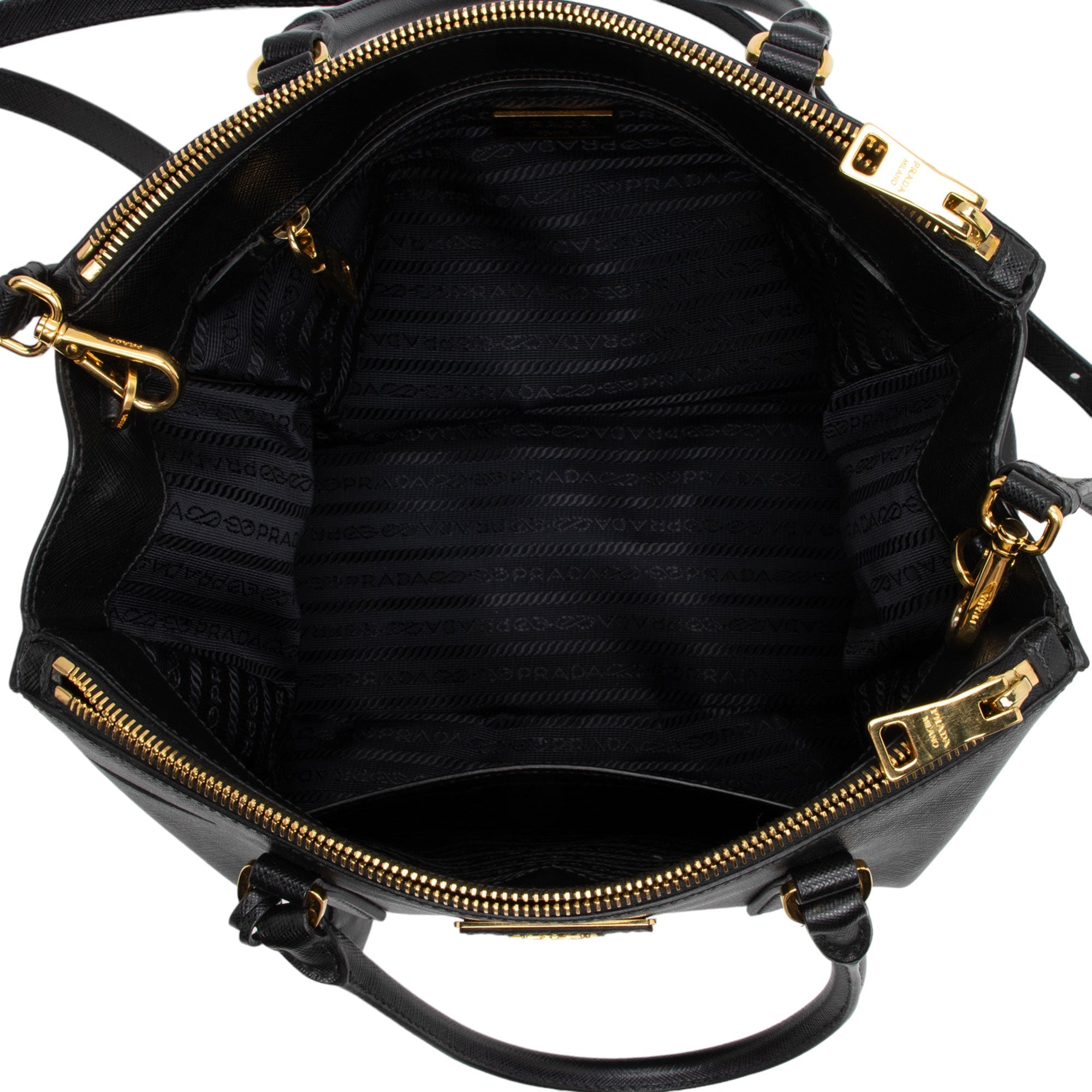 Prada Saffiano Lux Double Zip Small Tote (SHF-lqv9hG)