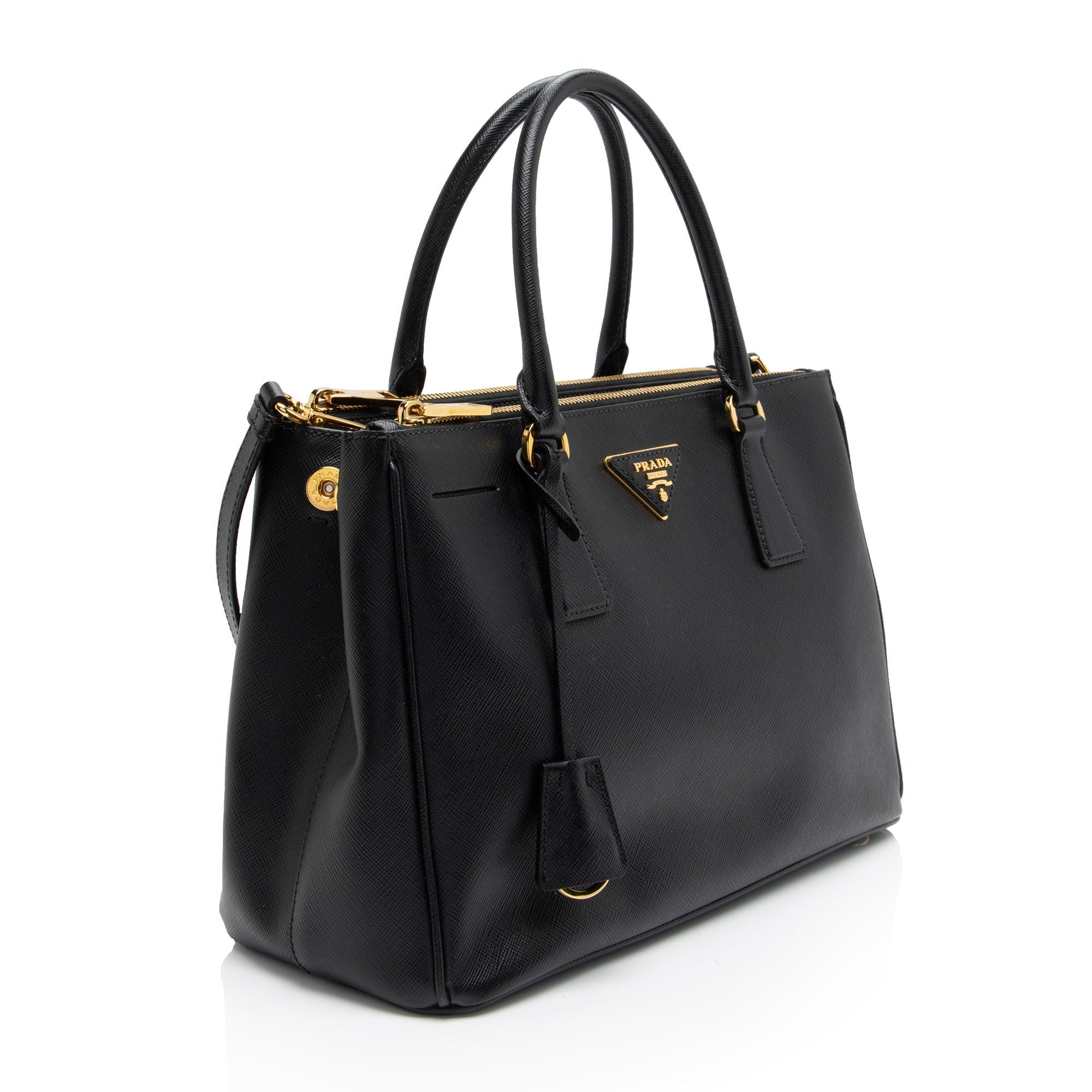 Prada Saffiano Lux Double Zip Small Tote (SHF-lqv9hG)