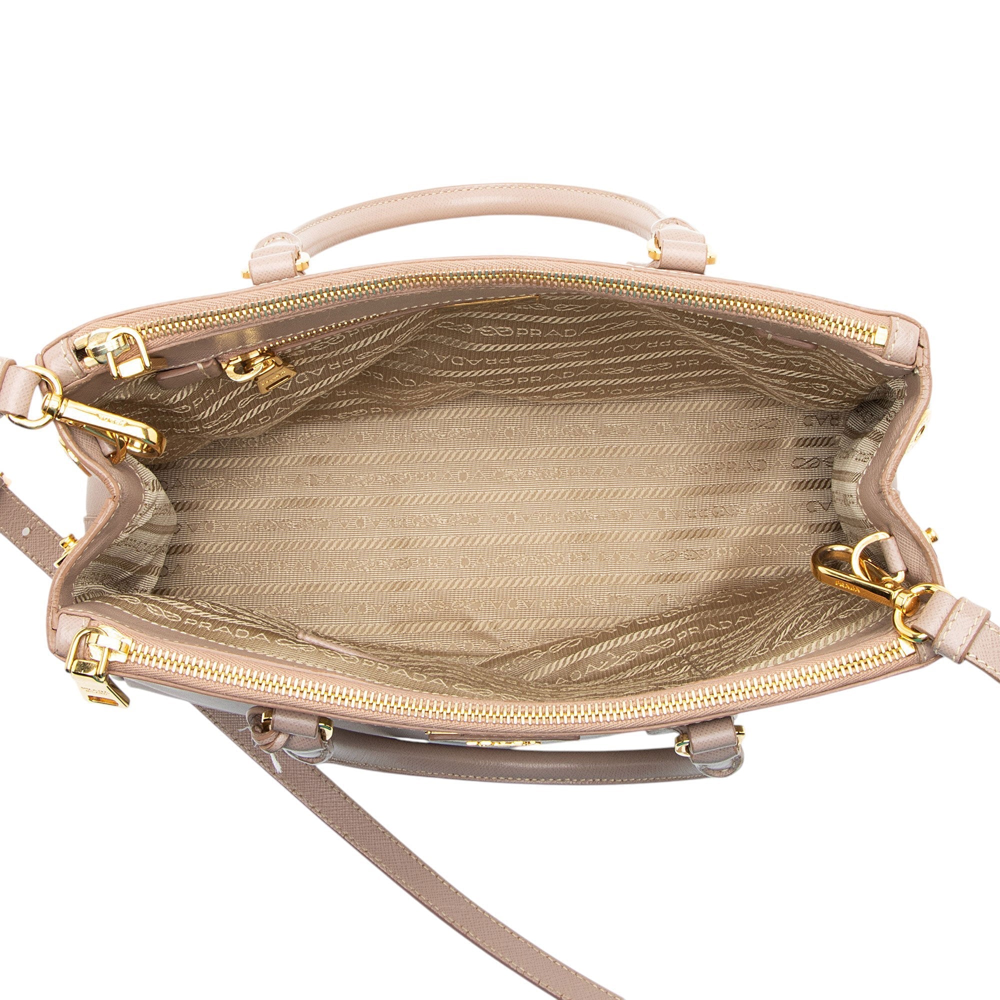 Prada Saffiano Lux Double Zip Small Tote