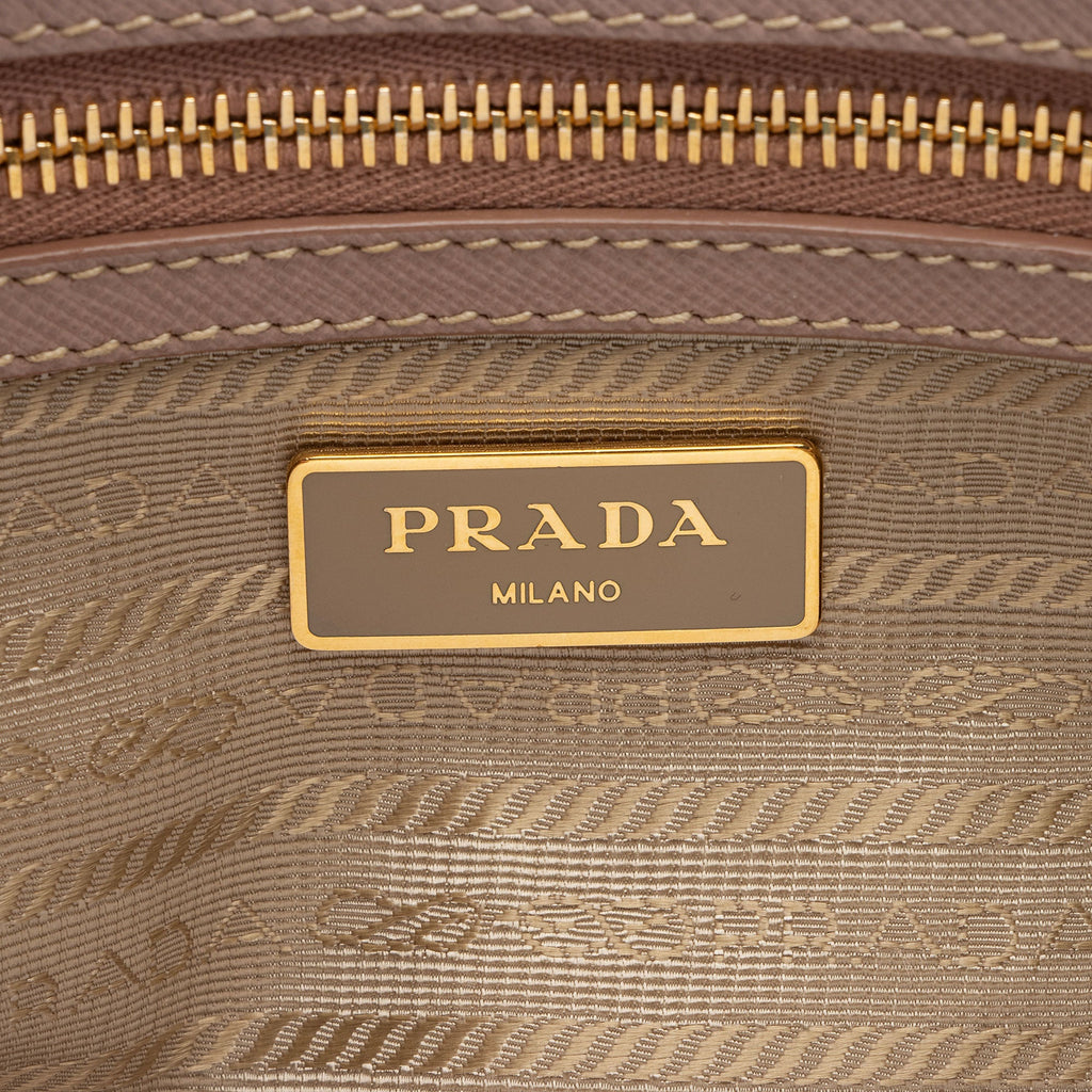 Prada Saffiano Lux Double Zip Small Tote