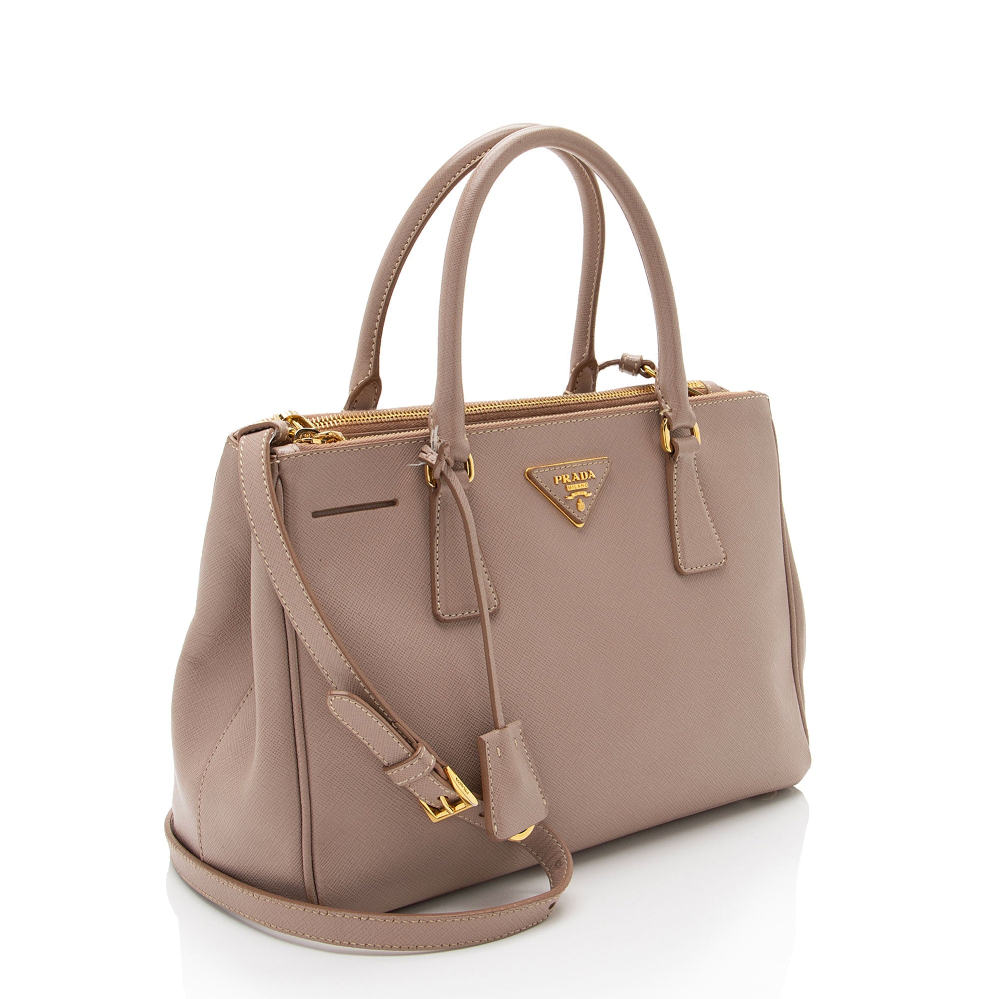 Prada Saffiano Lux Double Zip Small Tote