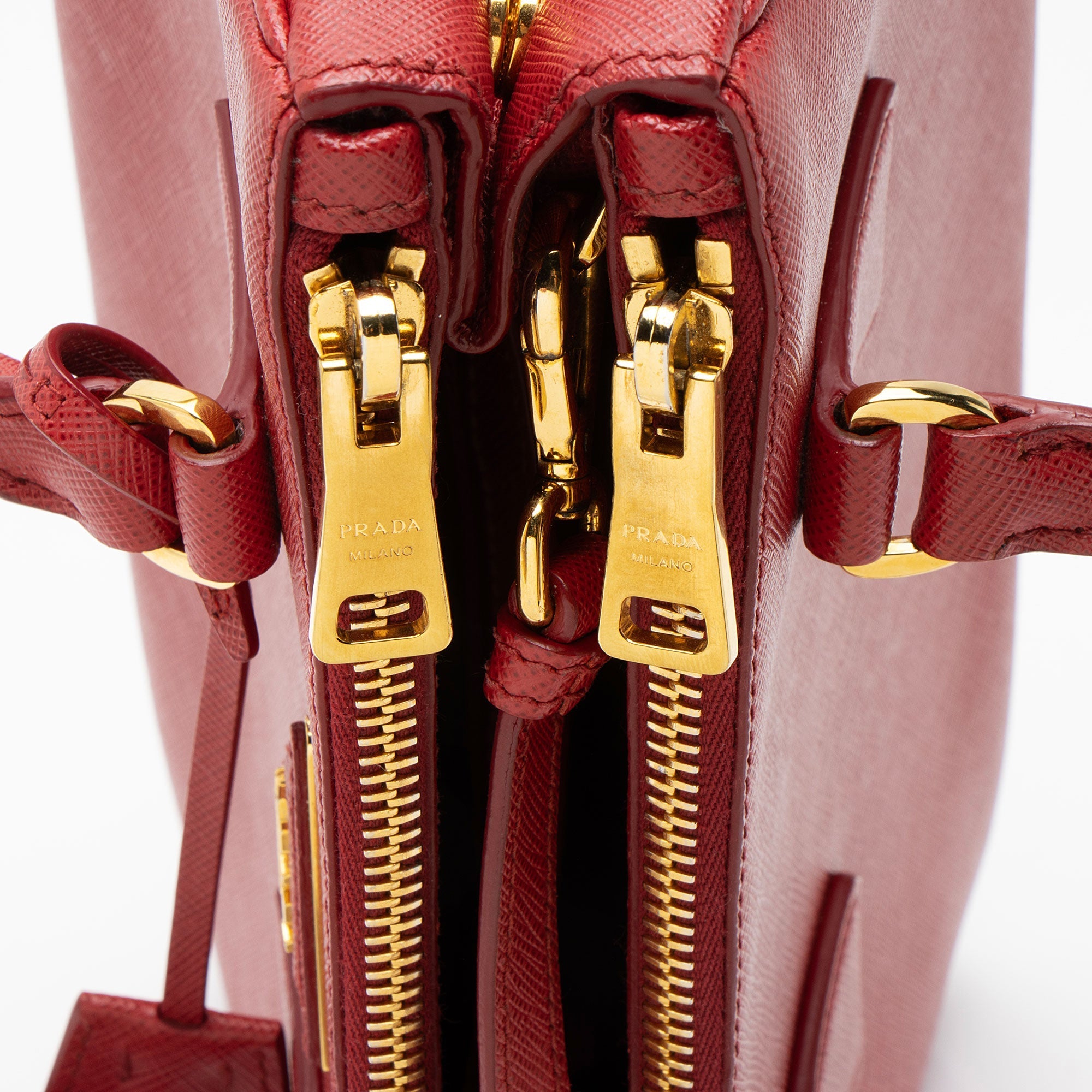 Prada Saffiano Lux Double Zip Small Tote
