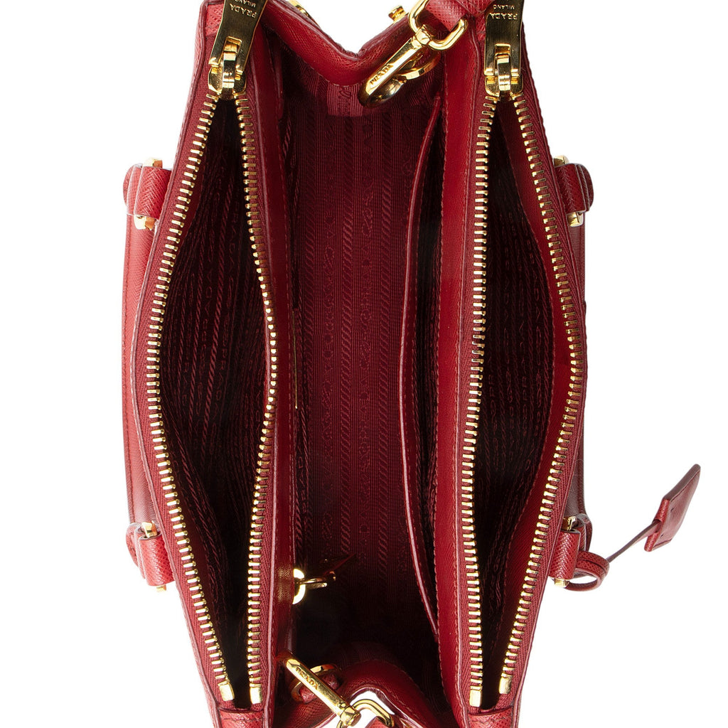 Prada Saffiano Lux Double Zip Small Tote