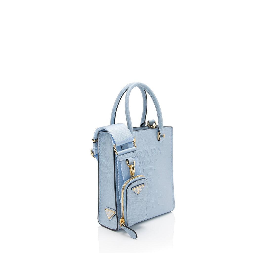 Prada Saffiano Lux Embossed Logo Small Tote