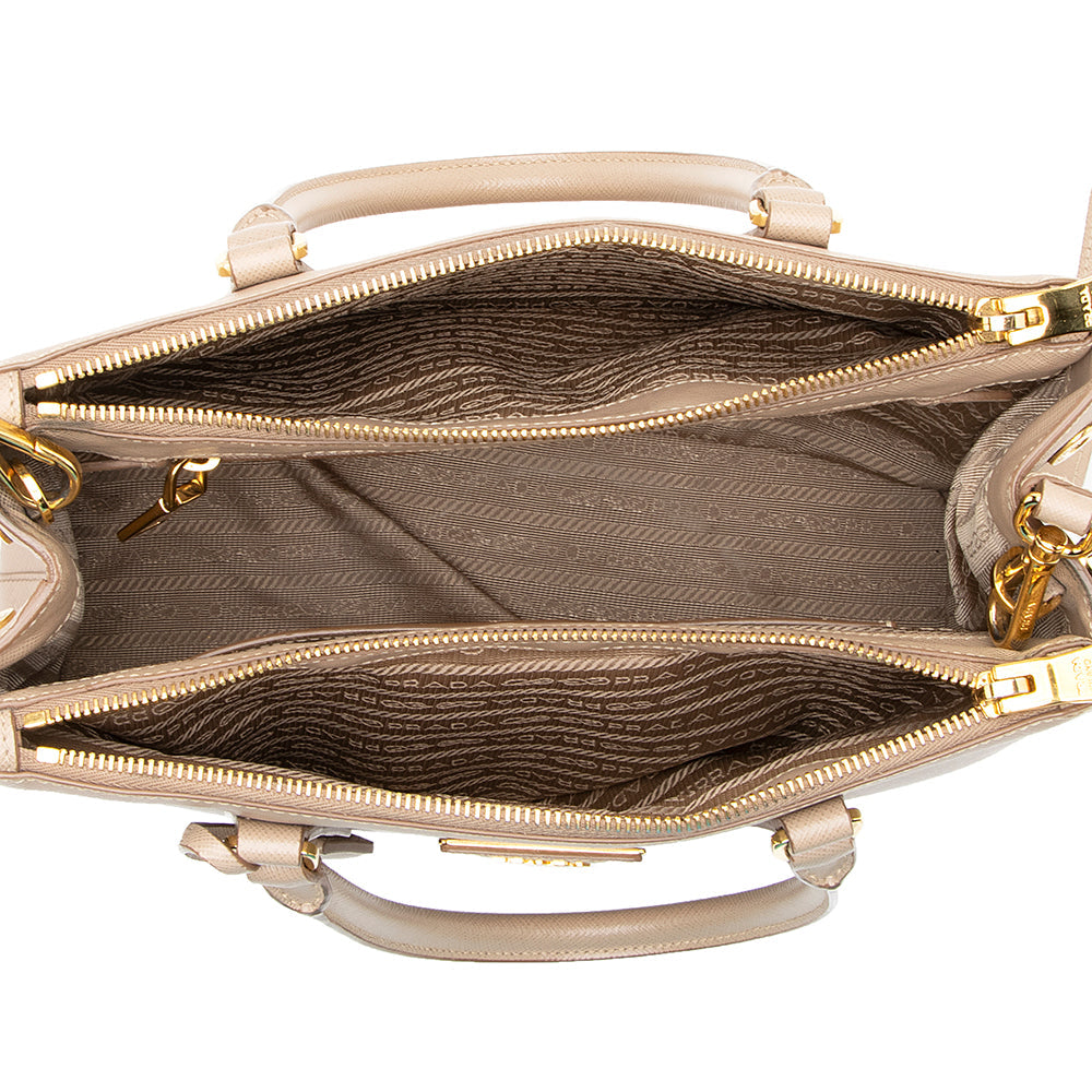 Prada Saffiano Lux Leather Double-Zip Small Tote (SHF-20484)