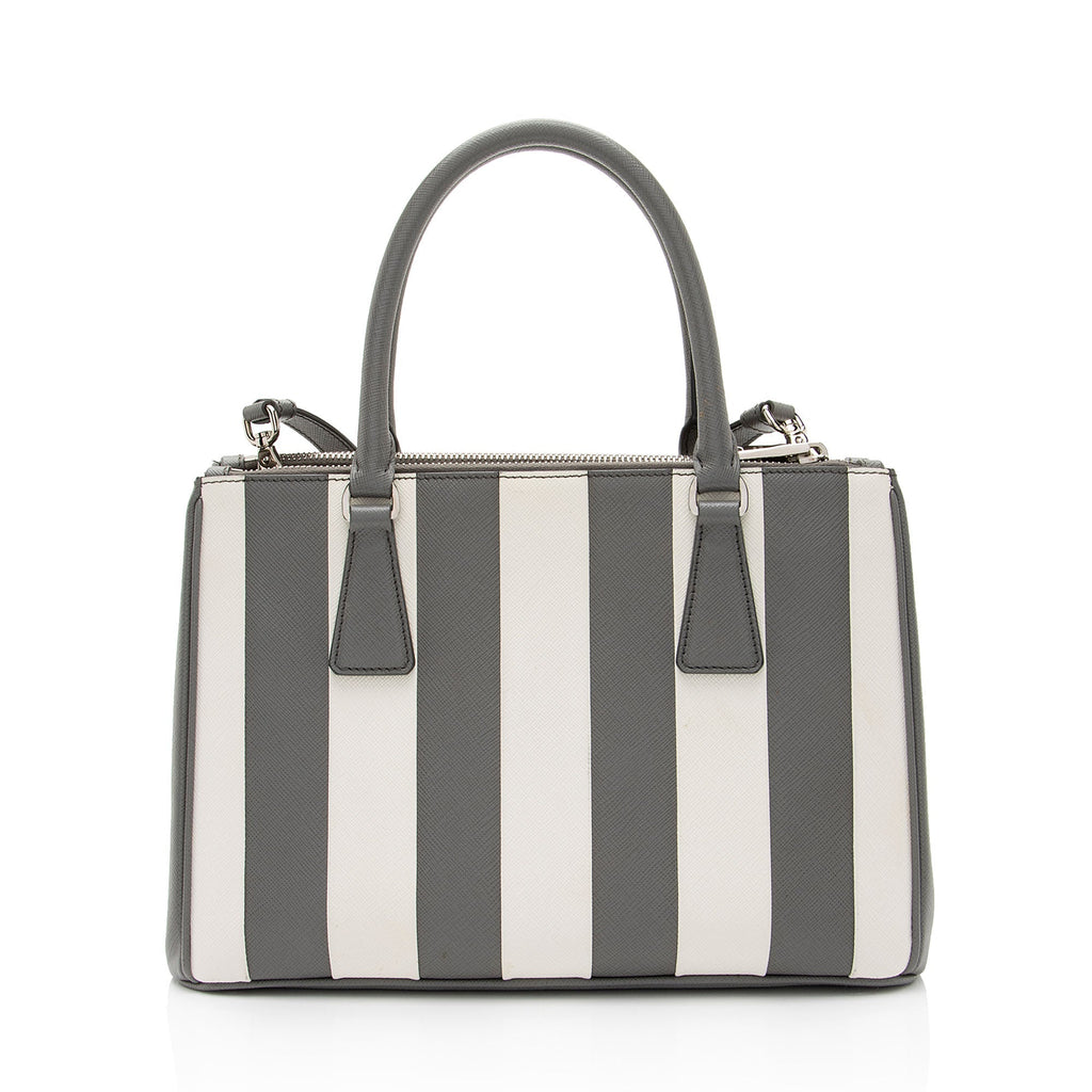 Prada Saffiano Lux Striped Double Zip Small Tote (SHF-Bg3TLJ)