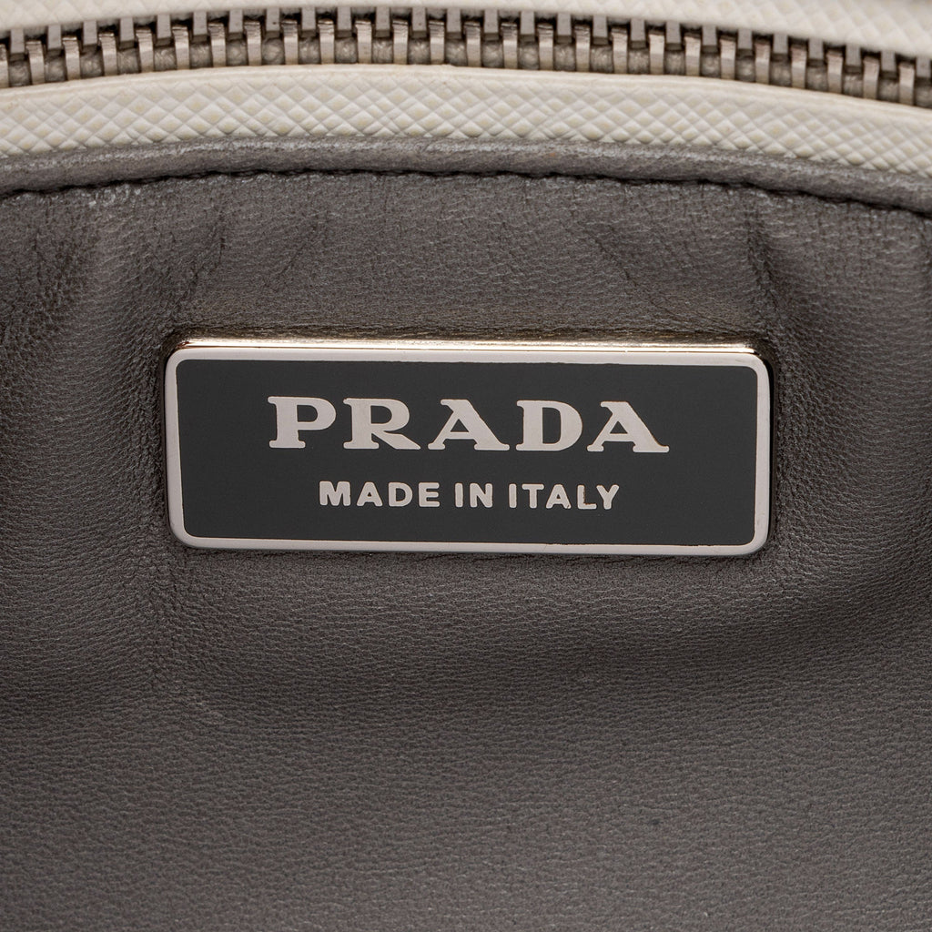 Prada Saffiano Lux Striped Double Zip Small Tote (SHF-Bg3TLJ)