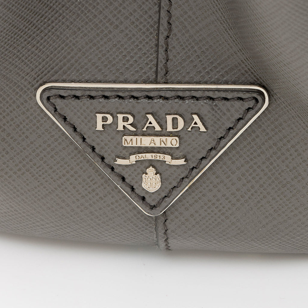 Prada Saffiano Lux Striped Double Zip Small Tote (SHF-Bg3TLJ)