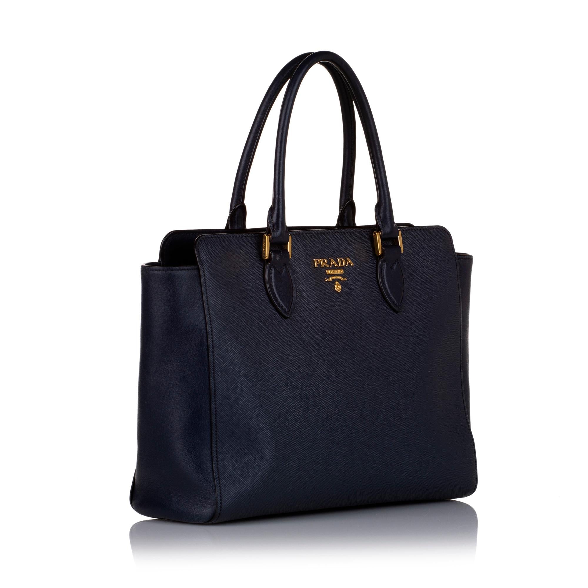 Prada Saffiano Lux & City Calf Zip Tote (SHG-34947)