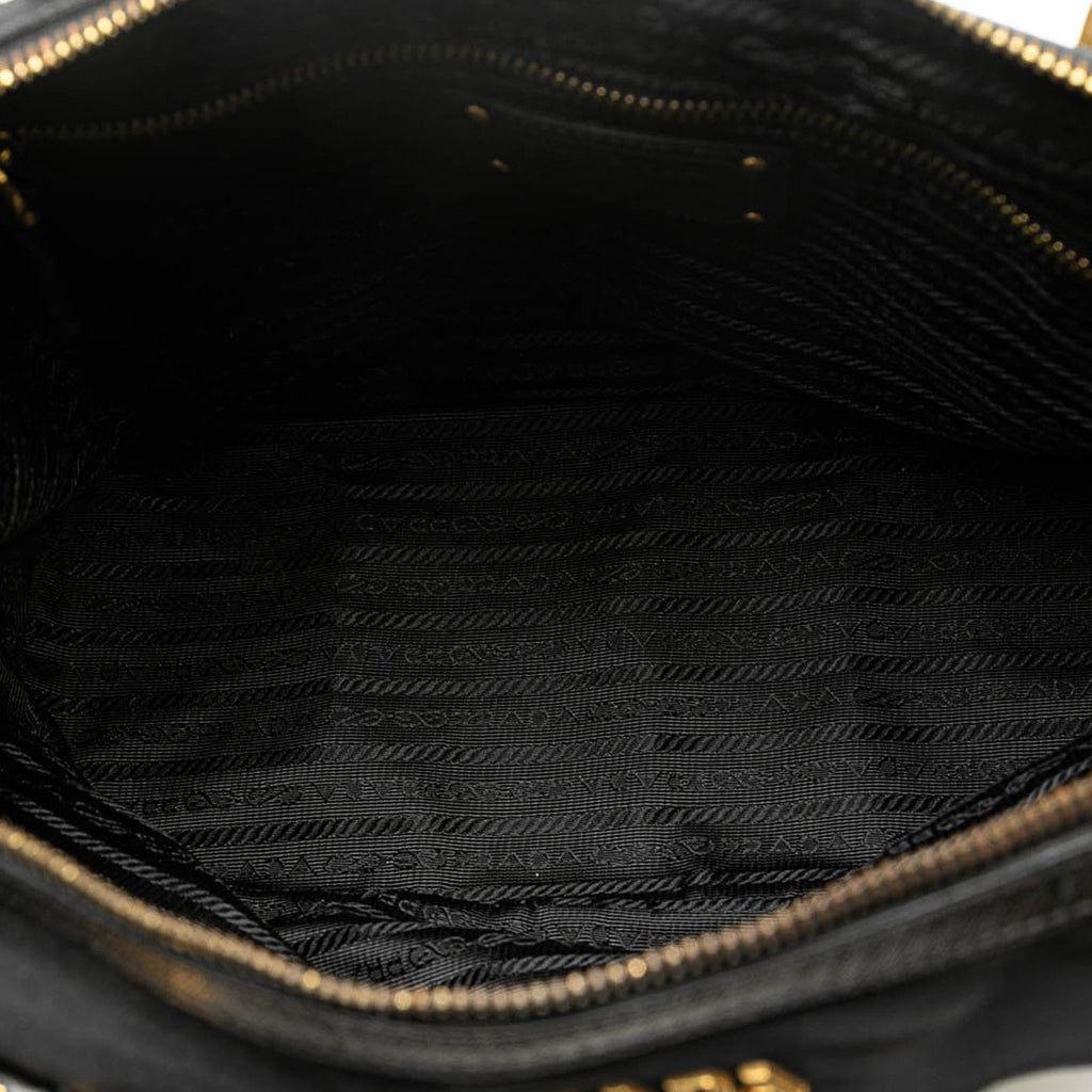 Prada Saffiano Trimmed Tessuto Logo Tote