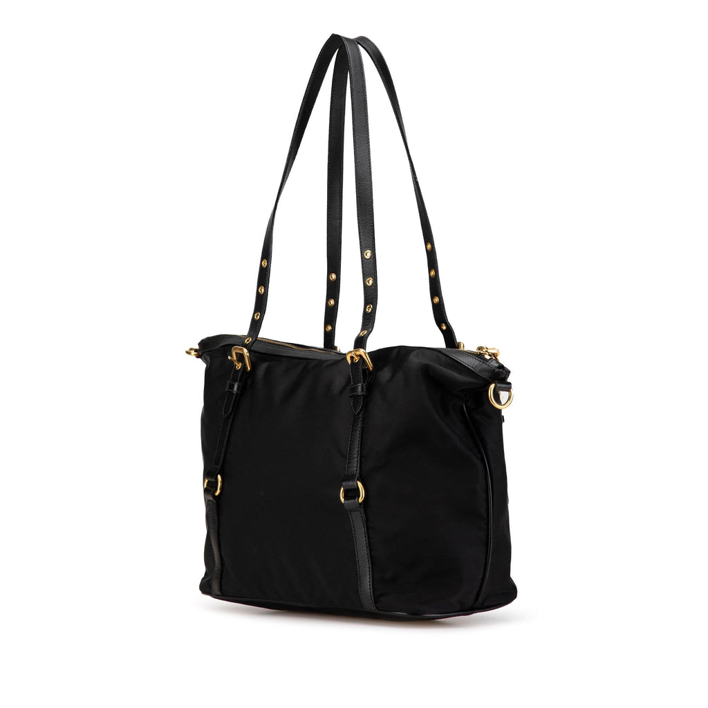 Prada Saffiano Trimmed Tessuto Logo Tote