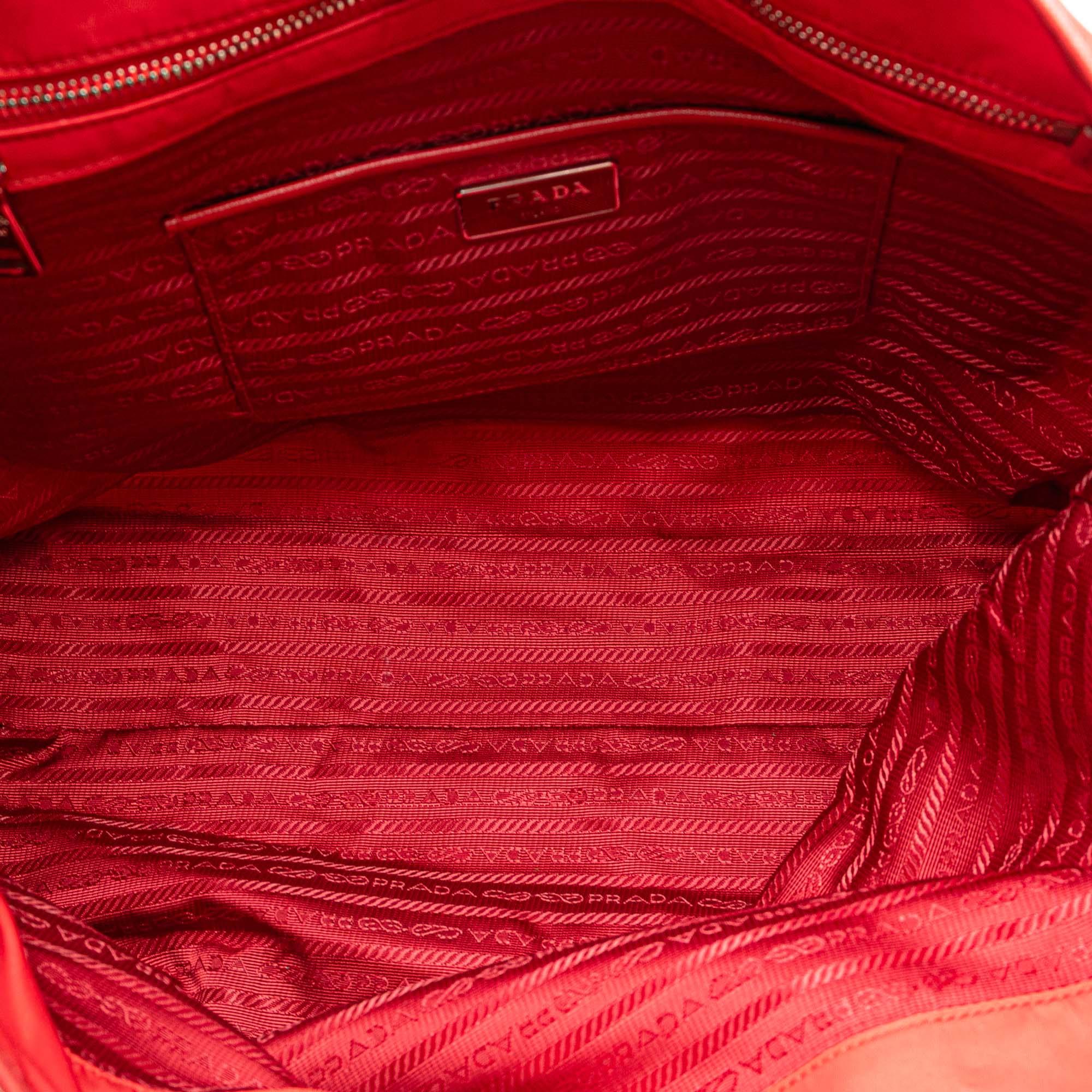 Prada Saffiano Trimmed Tessuto Open Convertible Tote
