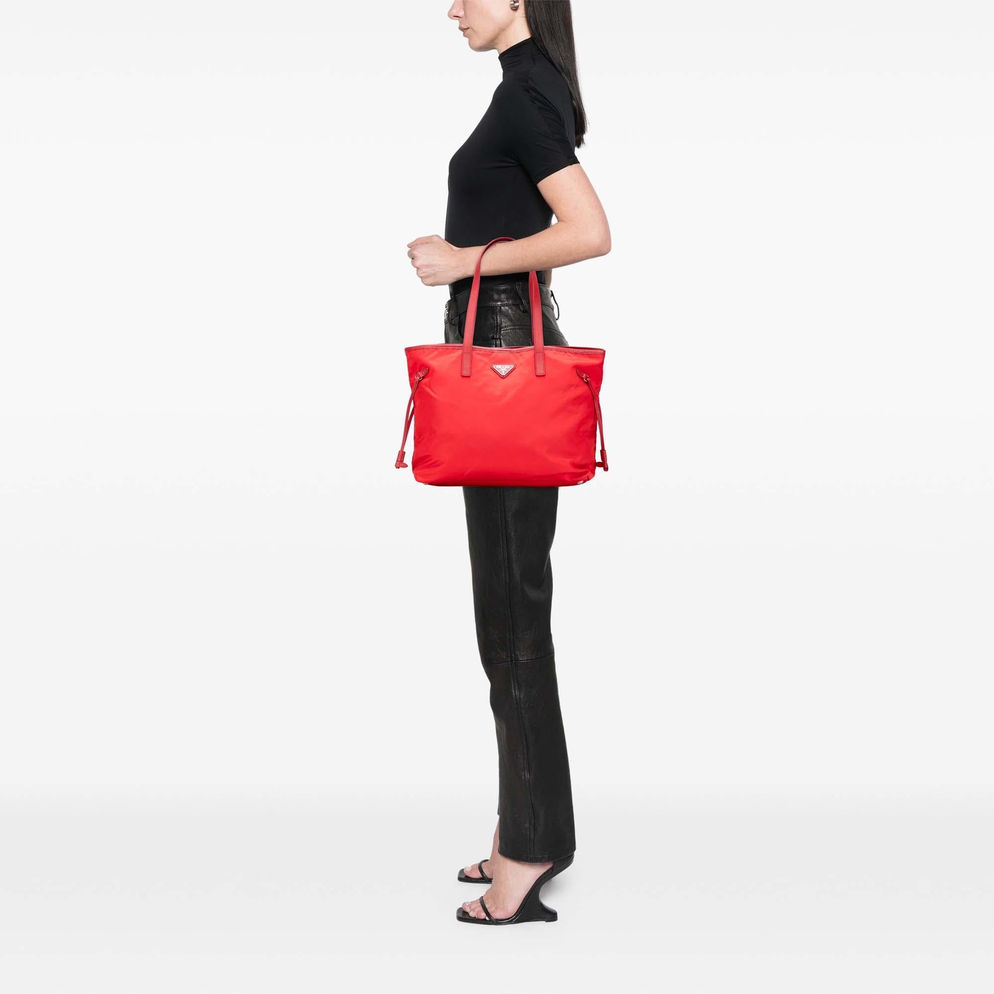 Prada Saffiano Trimmed Tessuto Open Convertible Tote