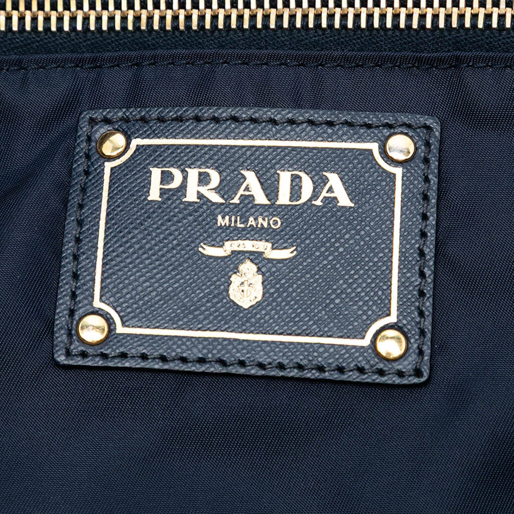 Prada Saffiano Trimmed Tessuto Open Convertible Tote